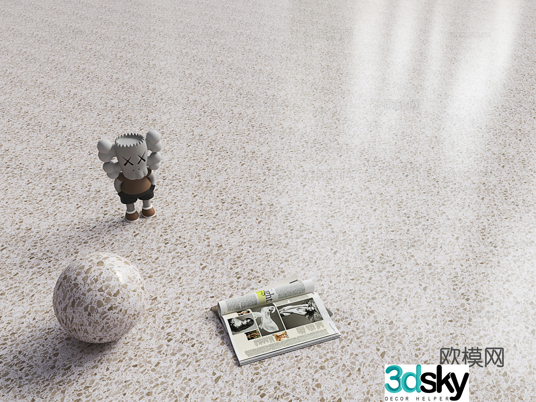 Modern terrazzo Modern artificial stone Quartz stone countertop Rubber floor Modern floor glue 3d model