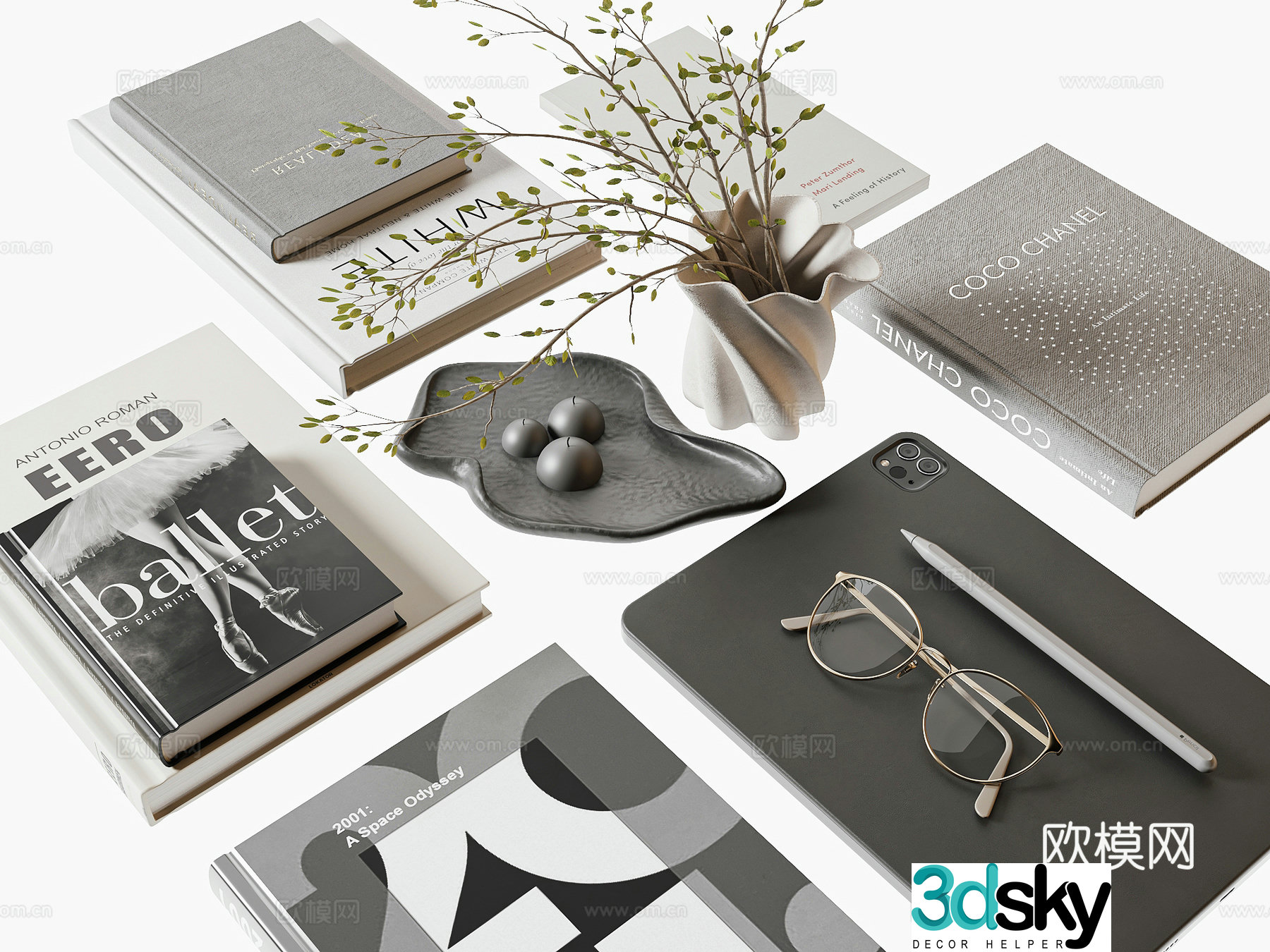 Modern book ornaments 3d model