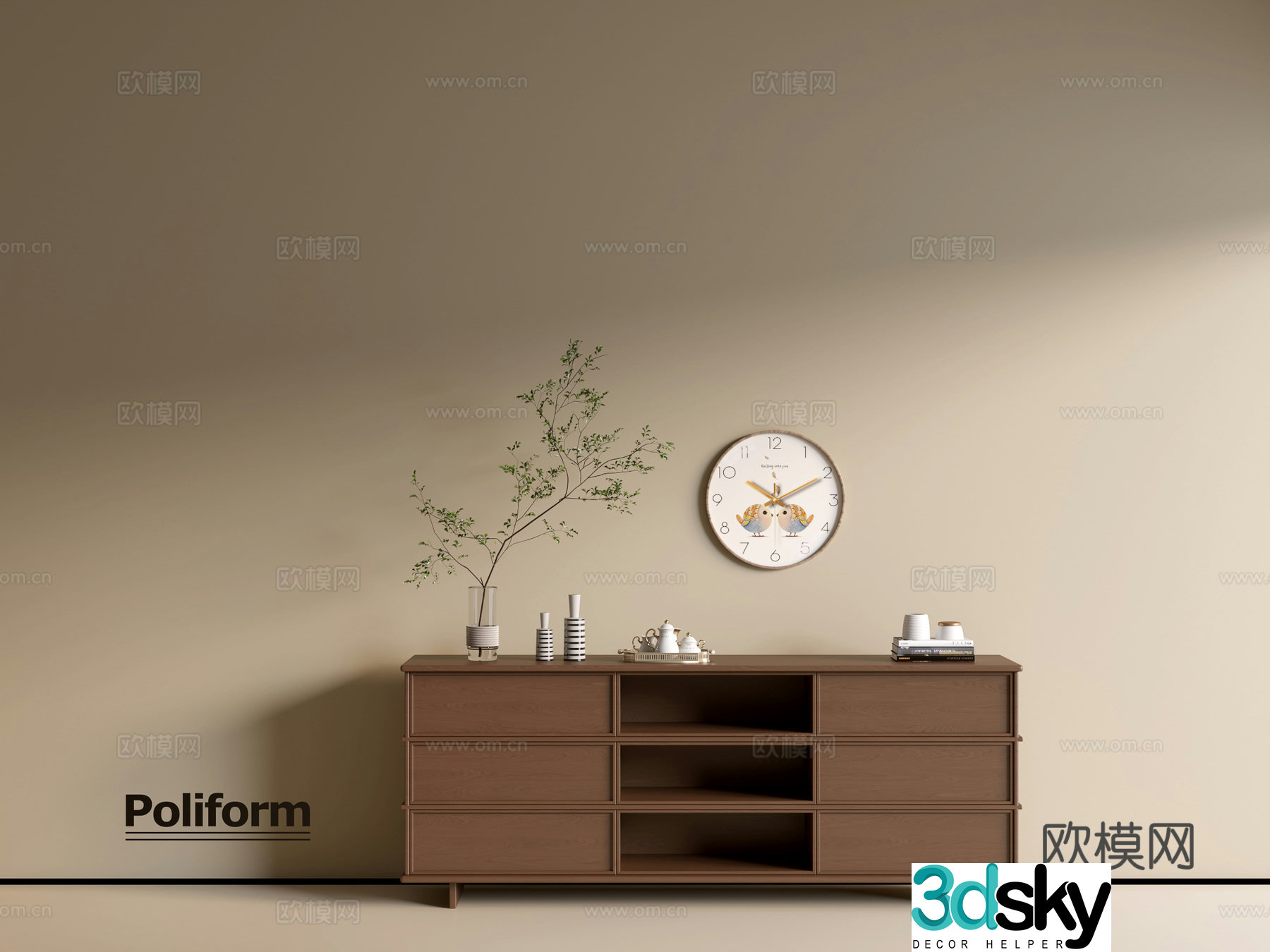 Modern wood grain cabinet ins wind minimalist wind cabinet whole cabinet sideboard balcony cabinet storage 3D model