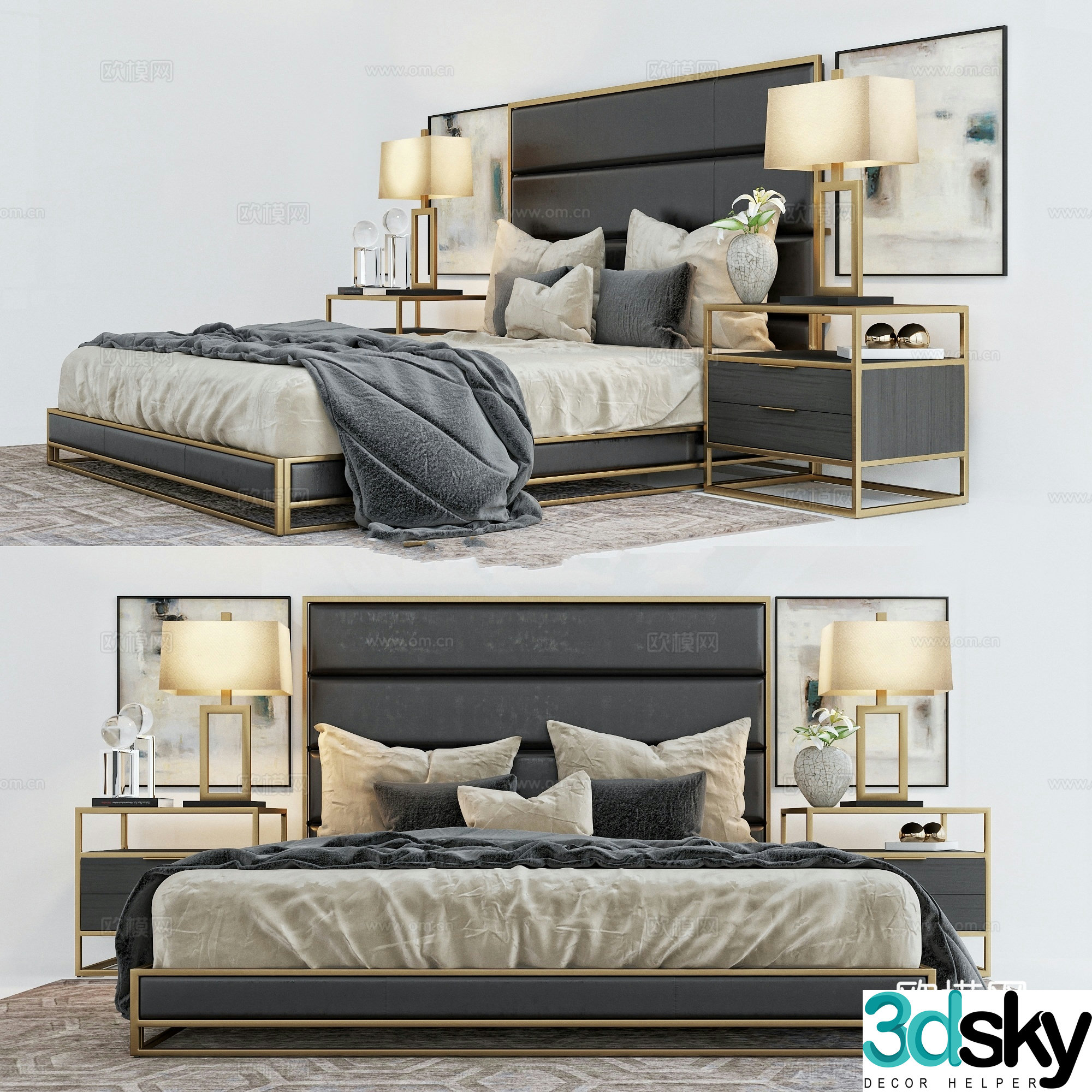 Postmodern double bed 3d model