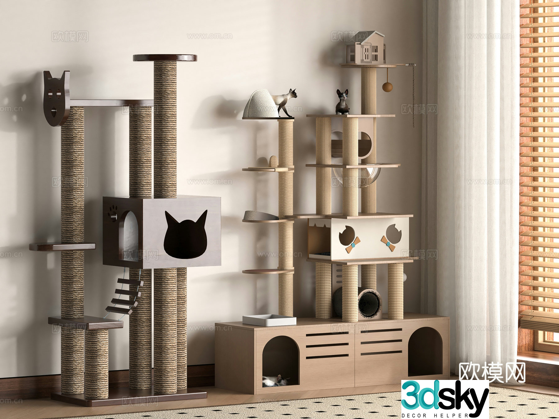 Modern cat crawling frame 3d model