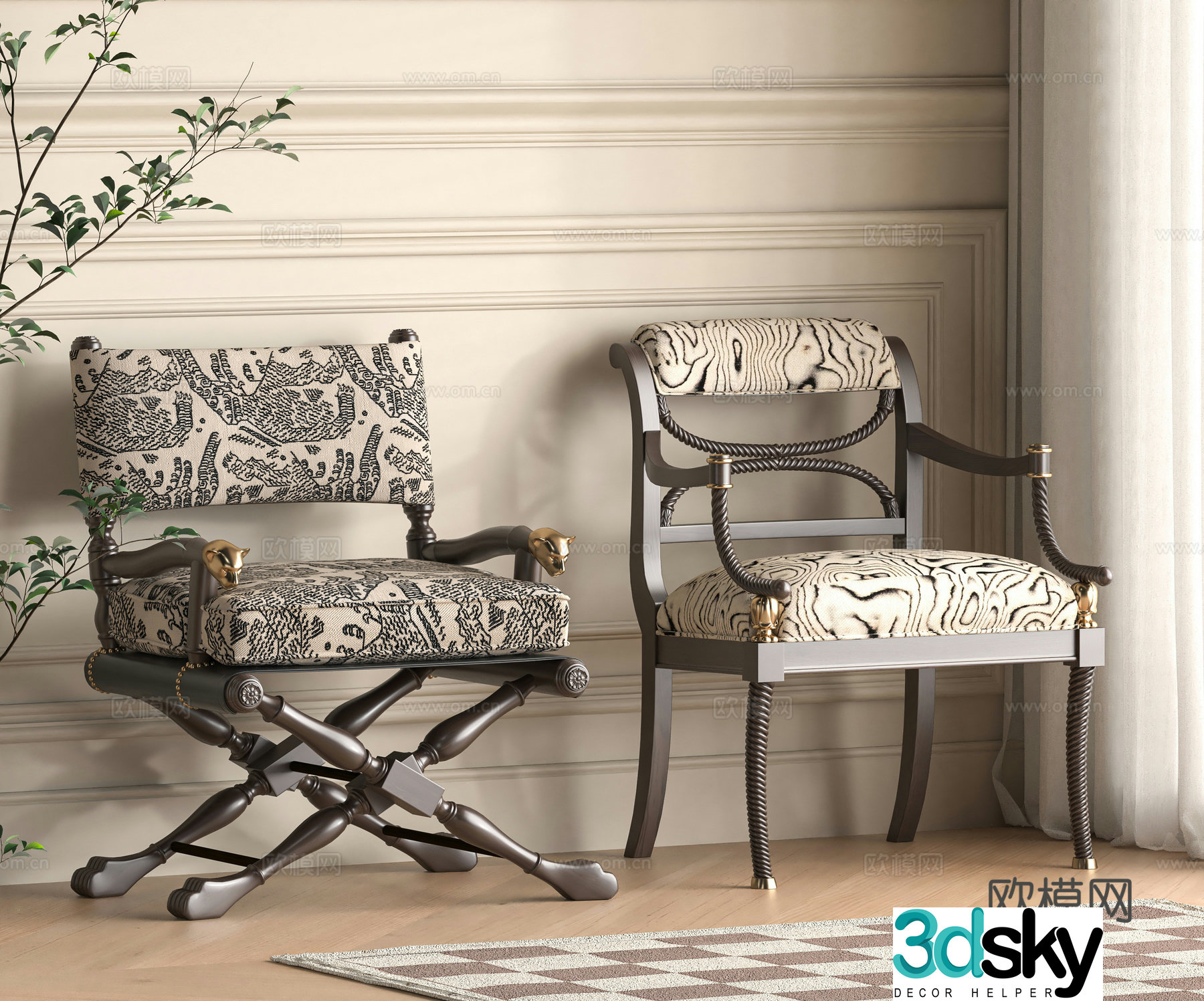 Medium style single chair 3d model