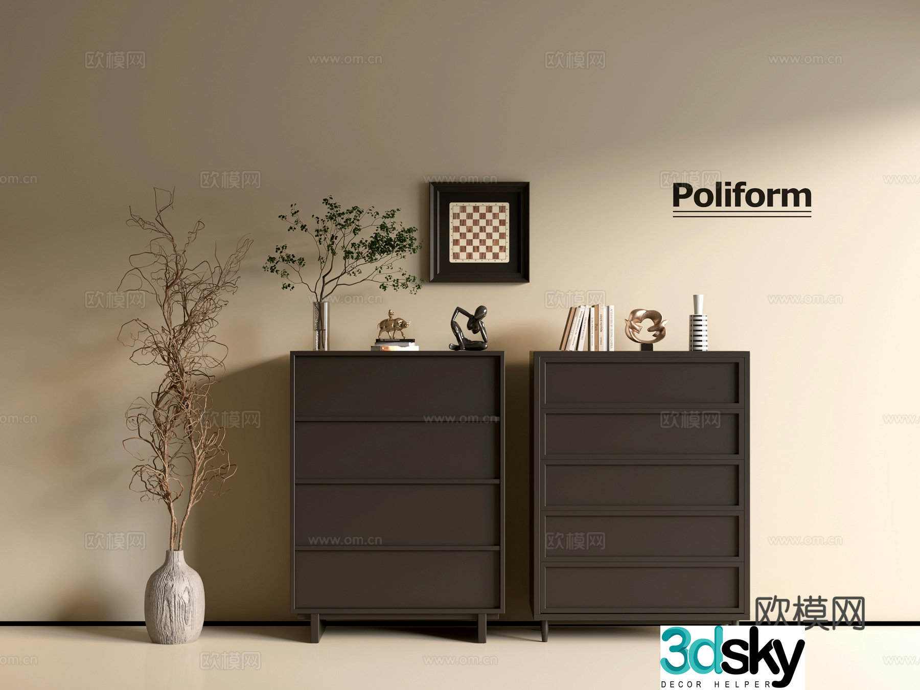 Modern black cabinet ins wind side cabinet chest cabinet low cabinet whole cabinet dining side cabinet balcony cabinet 3d model