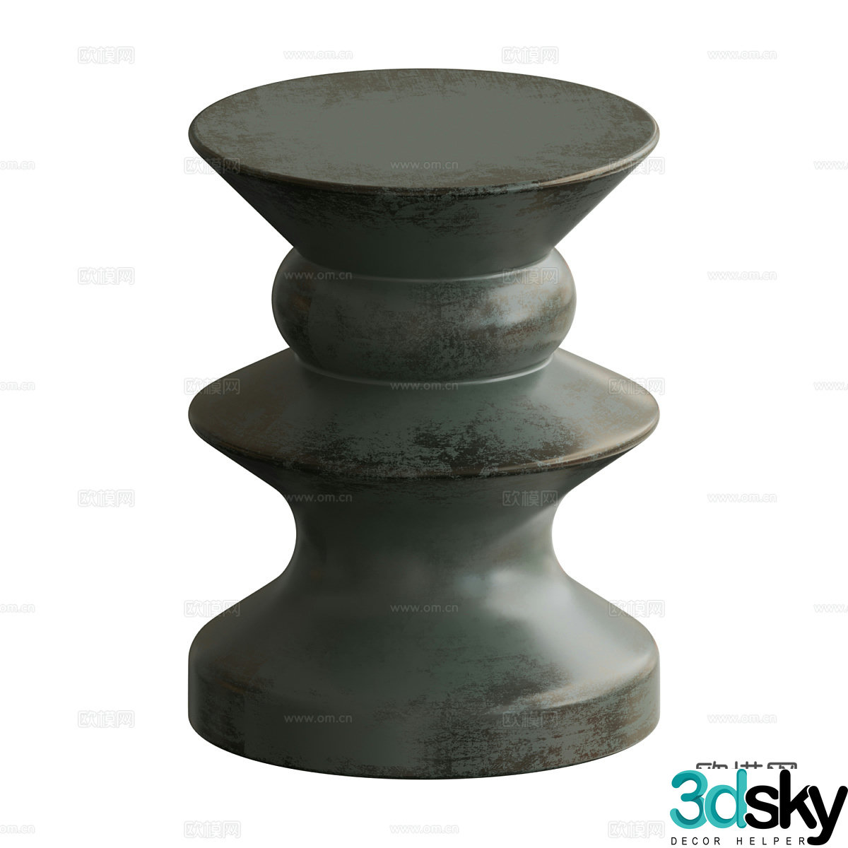 New Chinese style light luxury round edge 3D model