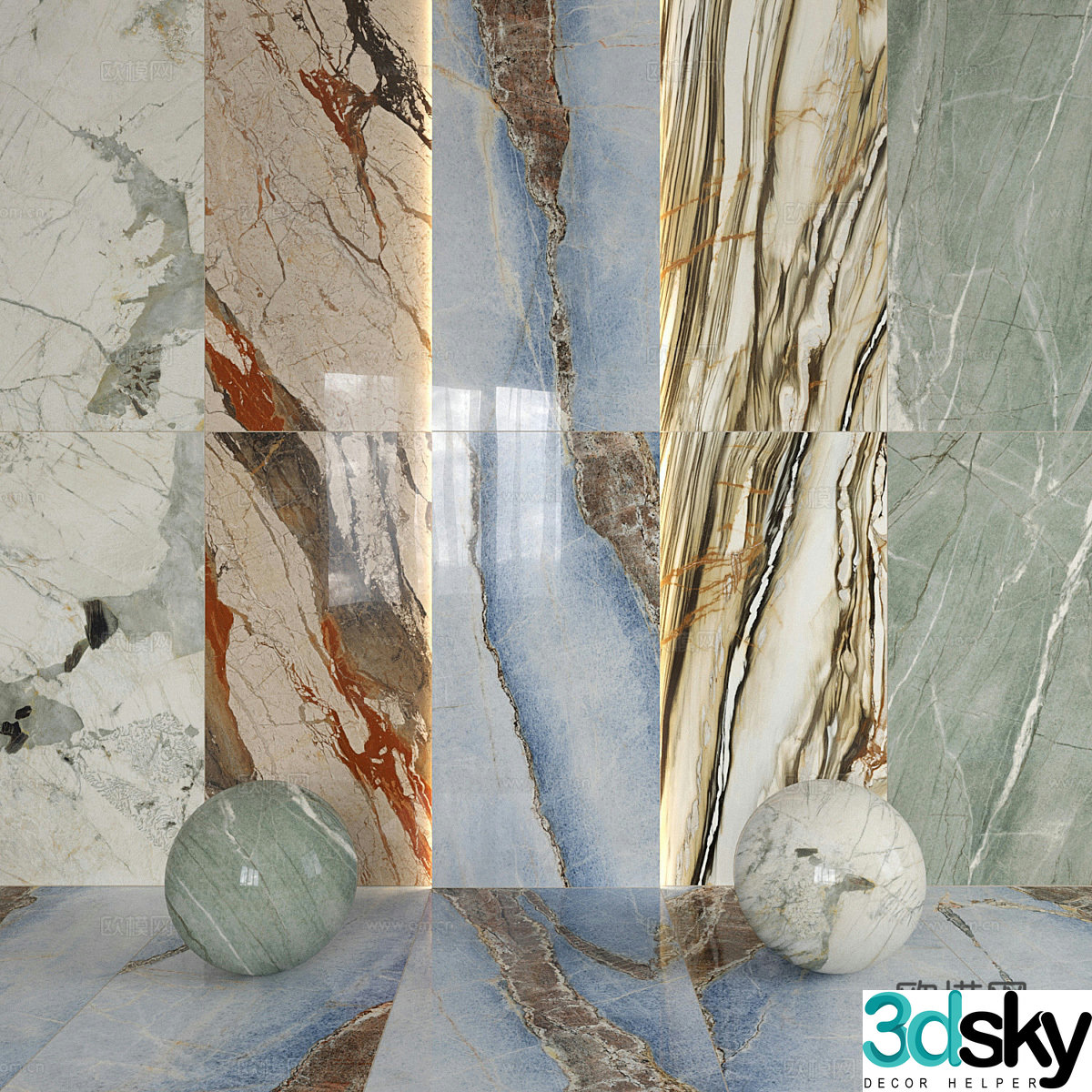 Modern Italian light luxury marble rock slab luxury stone PU stone 3d model