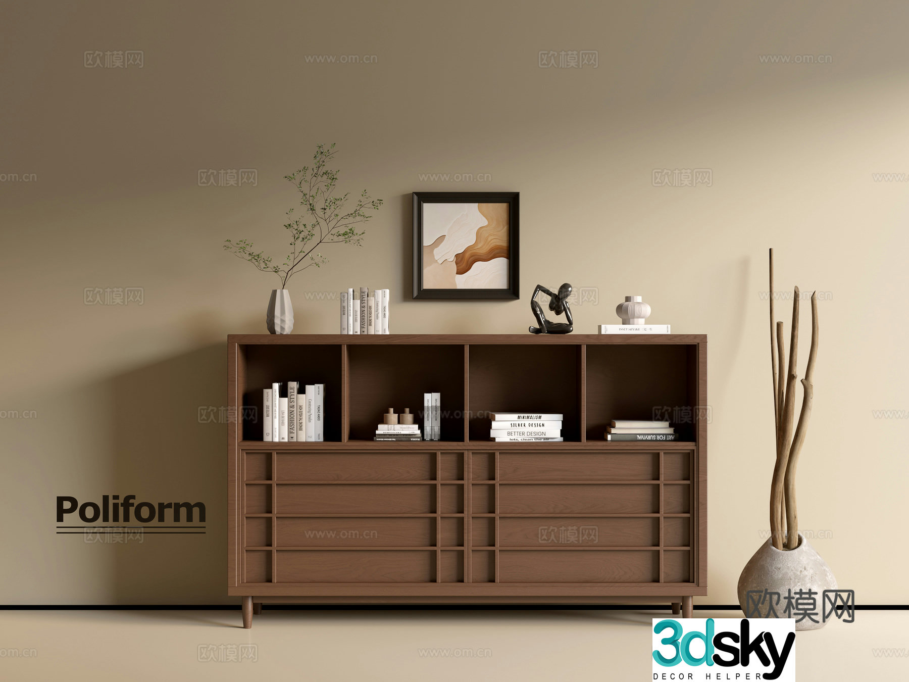 Wasabi Wood Grain Cabinet Ins Wind Minimalist Wind Cabinet Overall Cabinet Side Cabinet Balcony Cabinet Storage 3D Model