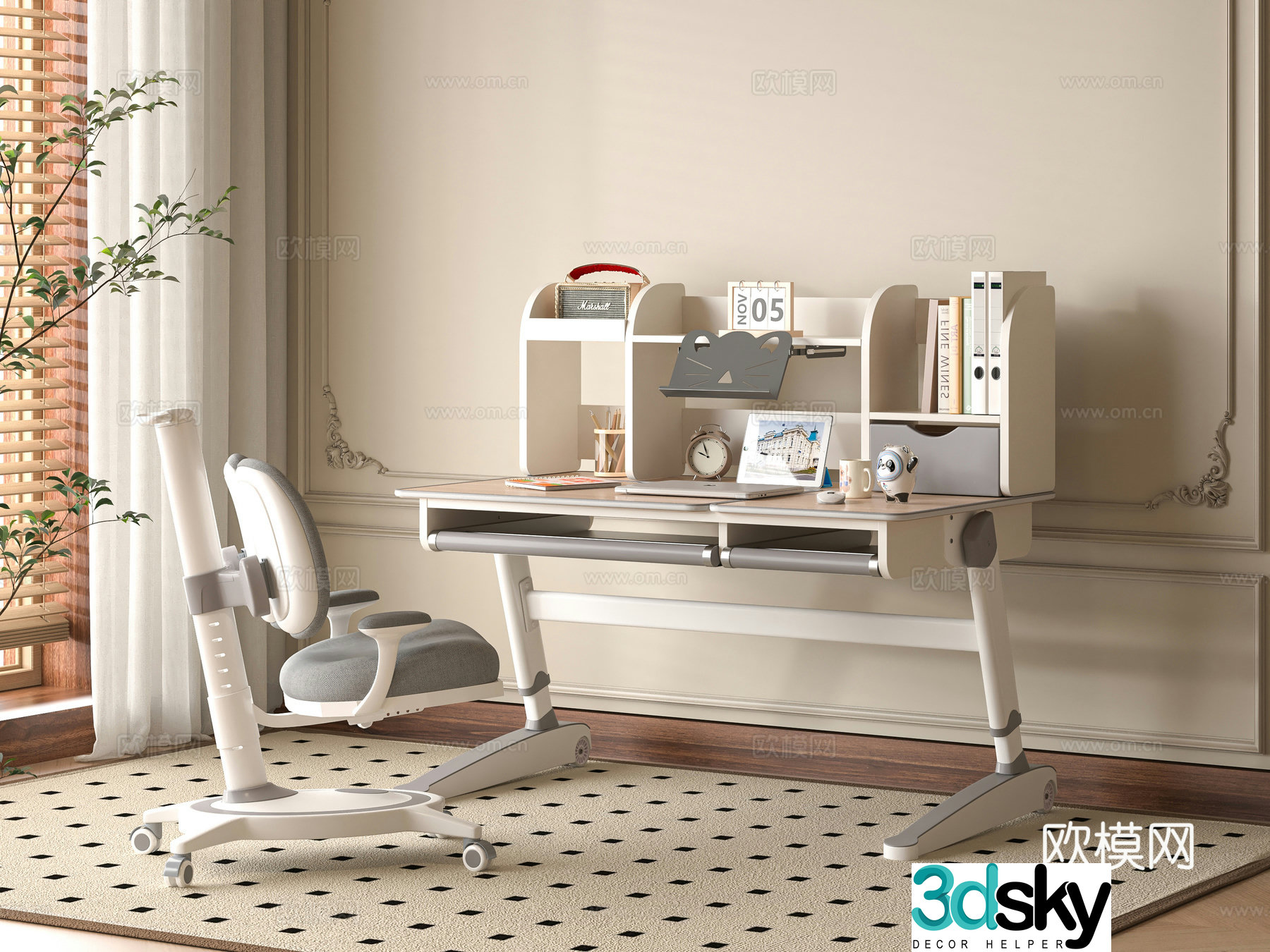 Modern children’s desk and chair 3d model