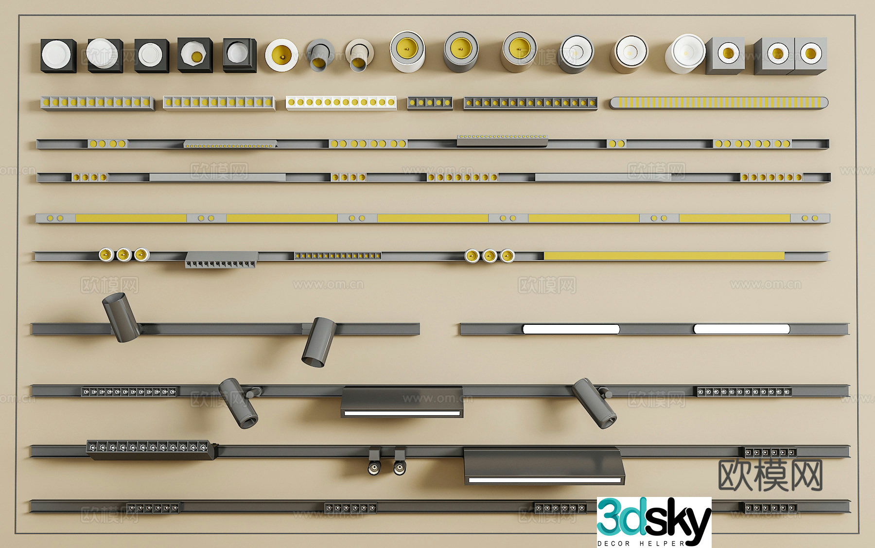 Track spotlight downlight linear lamp embedded downlight magnetic spotlight 3D model