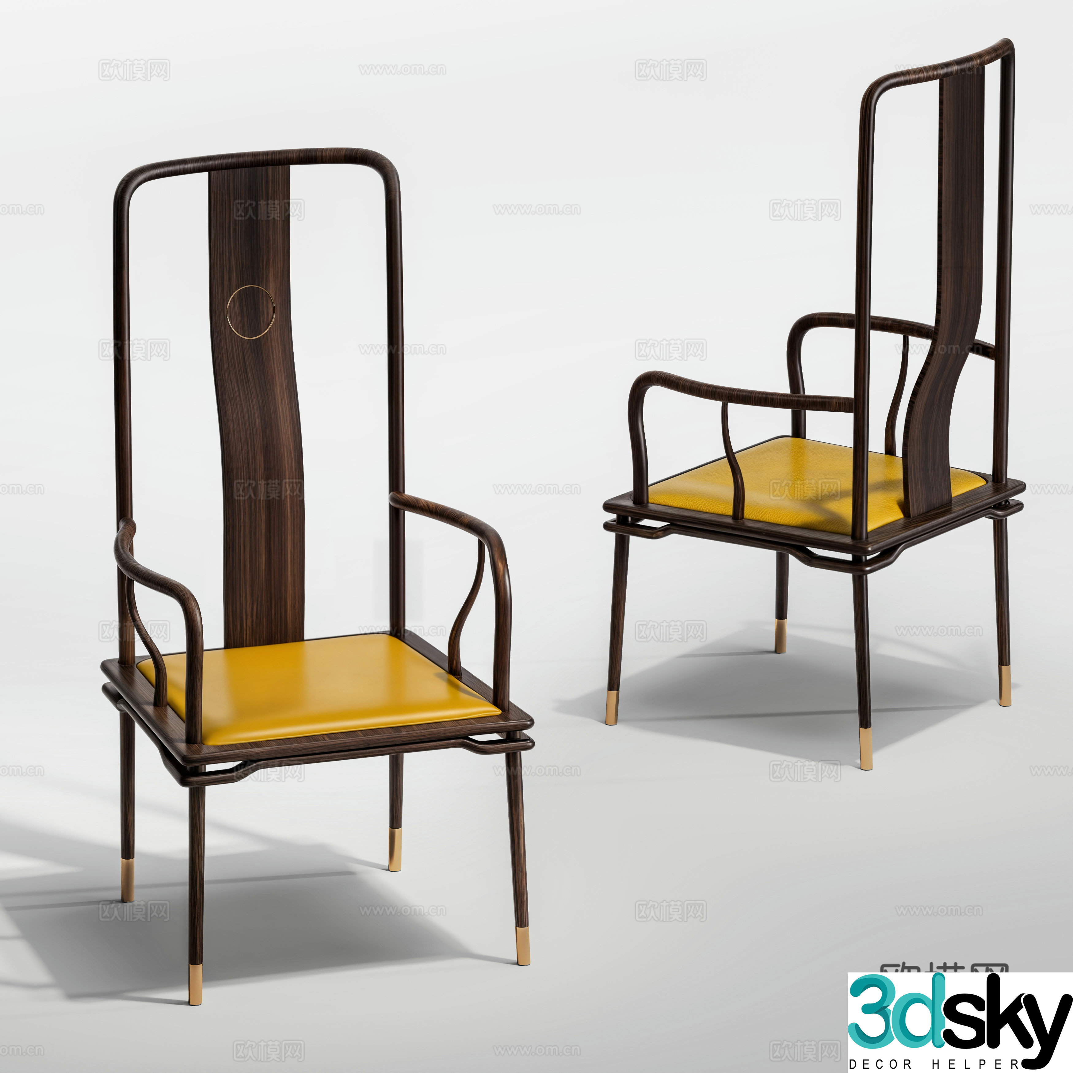 New Chinese style table chair single chair leisure chair 3d model