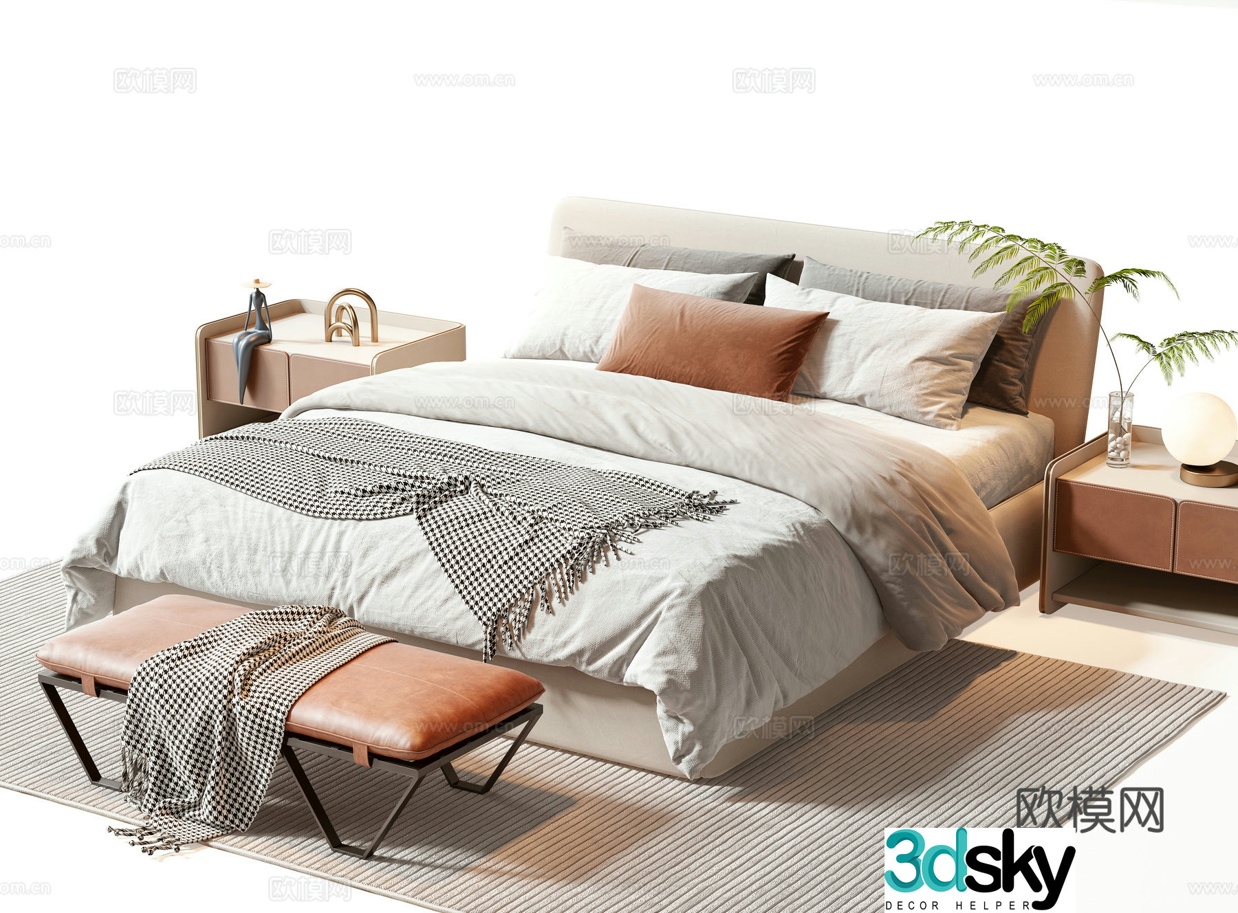 Minotti modern double bed 3d model