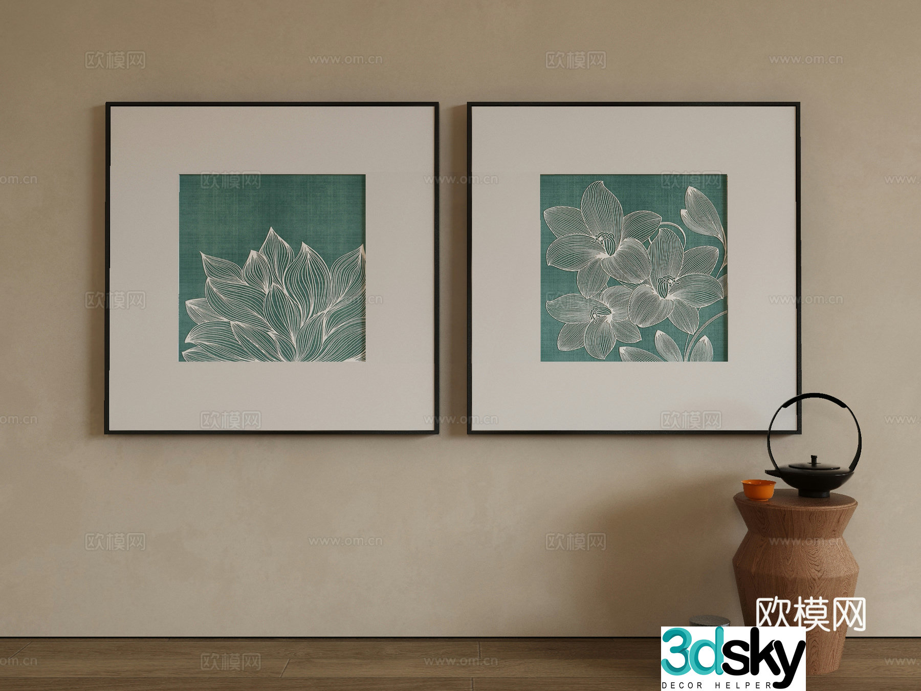 New Chinese style wasabi paintings oil paintings 3D model