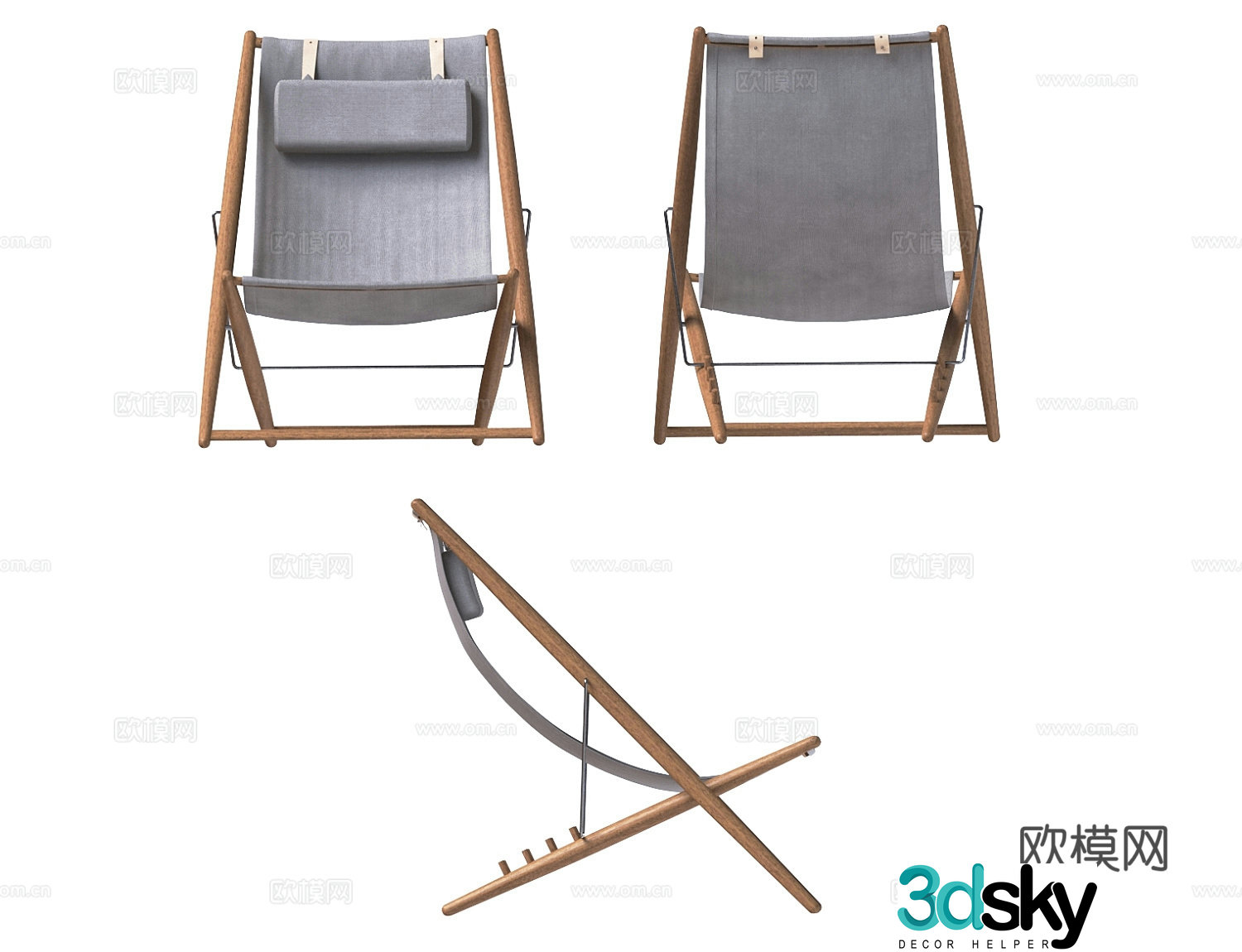 Outdoor deck chair 3d model