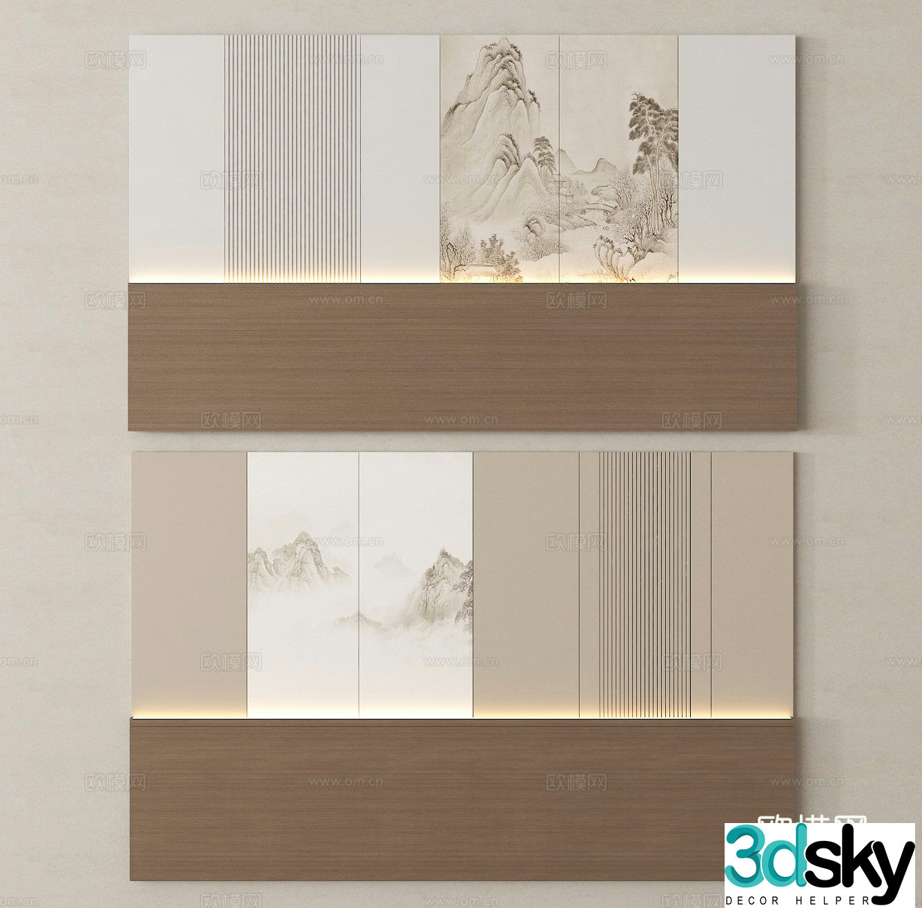 Living room background wall TV background wall 3d model