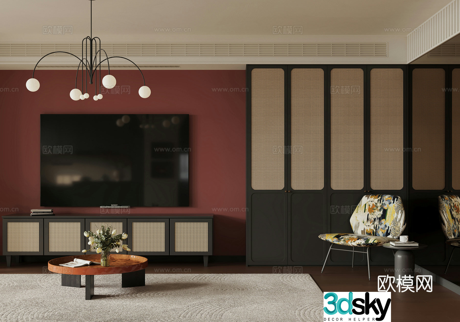 Middle Ages Lavigation Living Room TV Cabinet Coffee Table Leisure Chair 3D Model 3D Model
