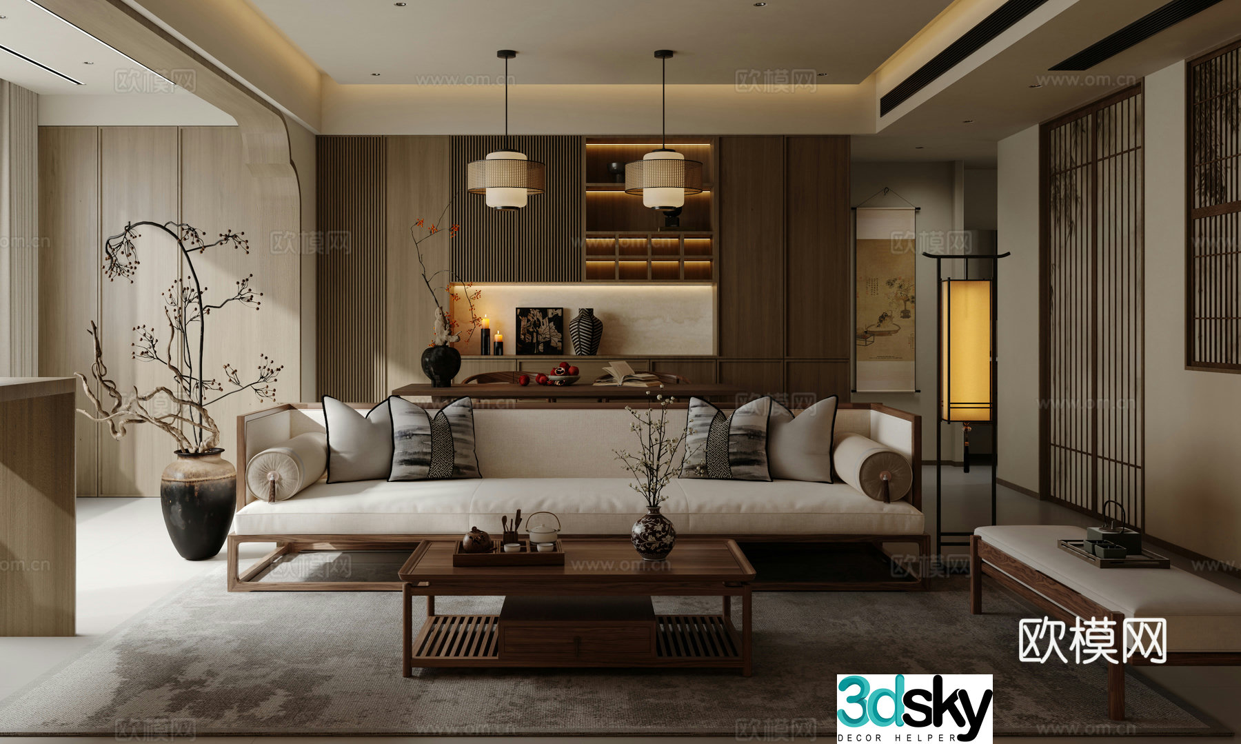 3D model of medieval style living room restaurant