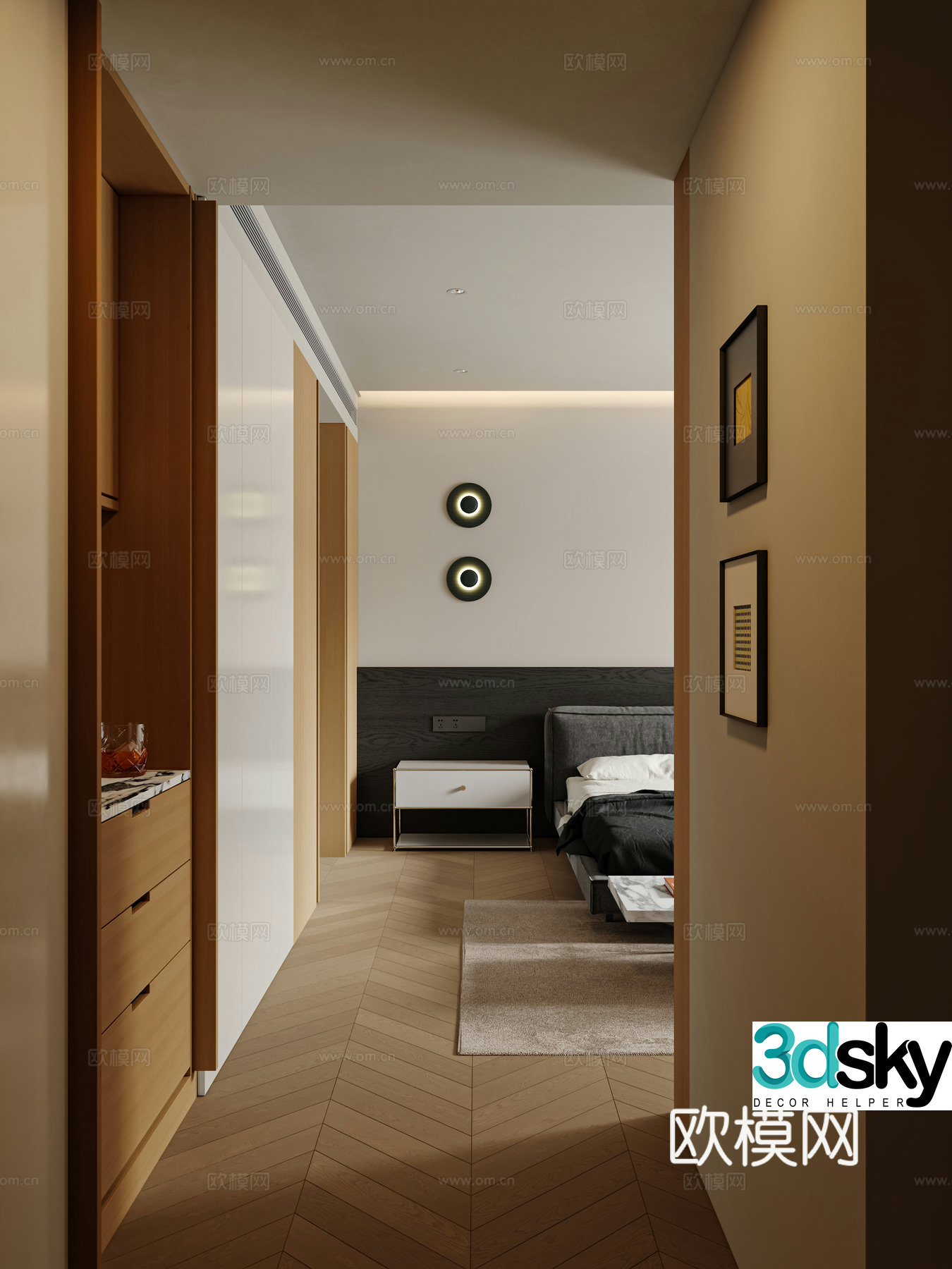 Walk-in cloakroom bedroom 3d model