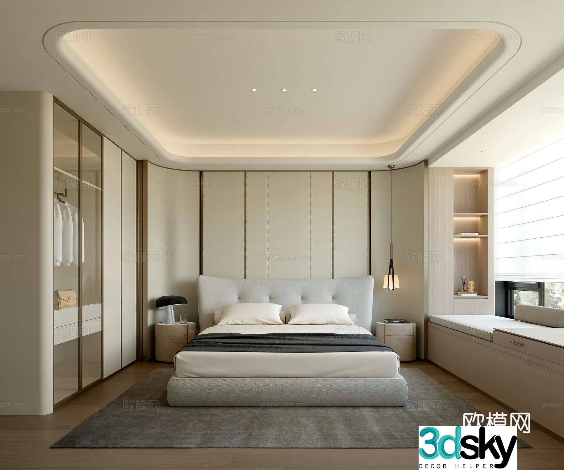 Italian light luxury bedroom 3D model