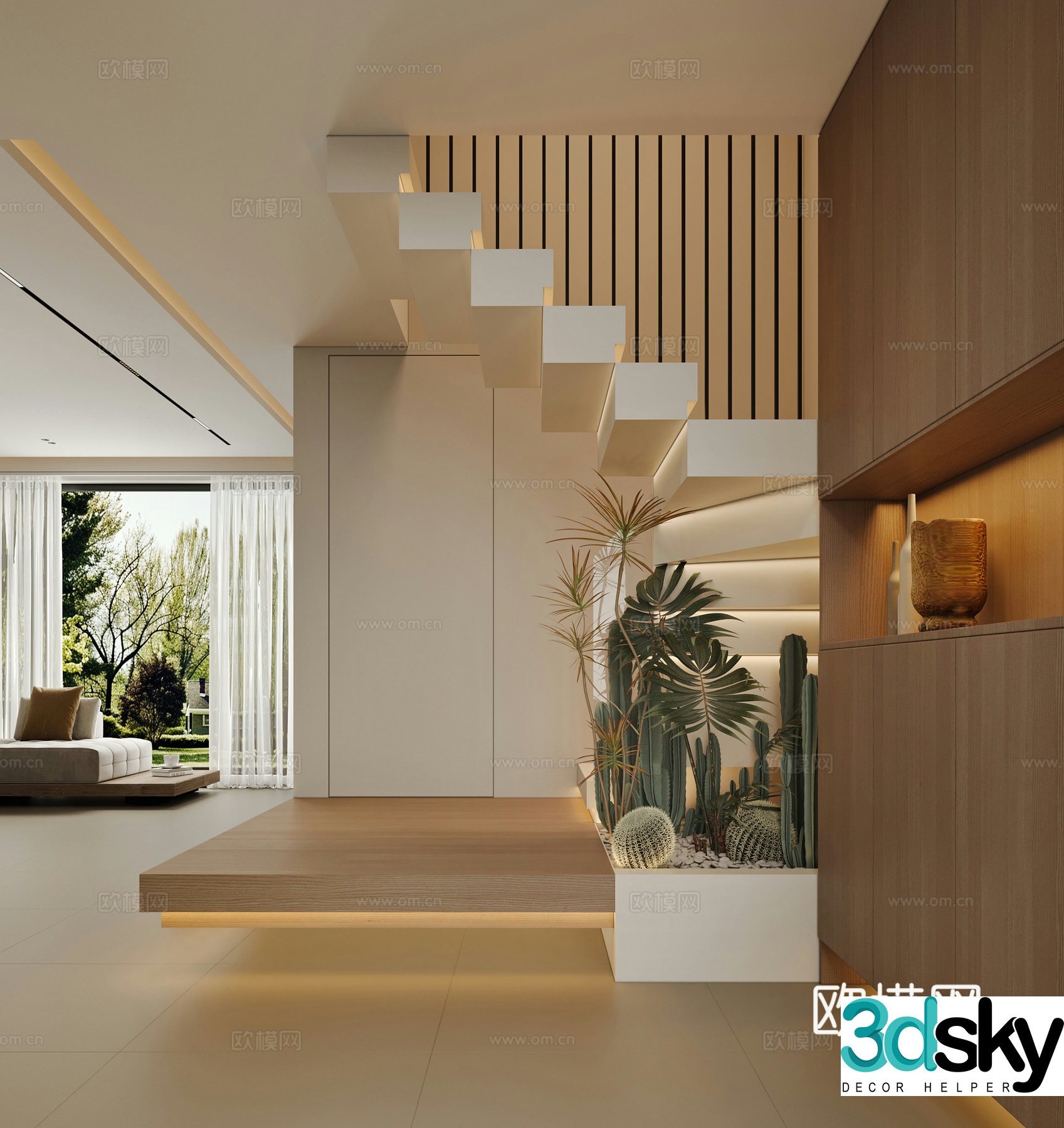 Middle-aged style home entry 3D model