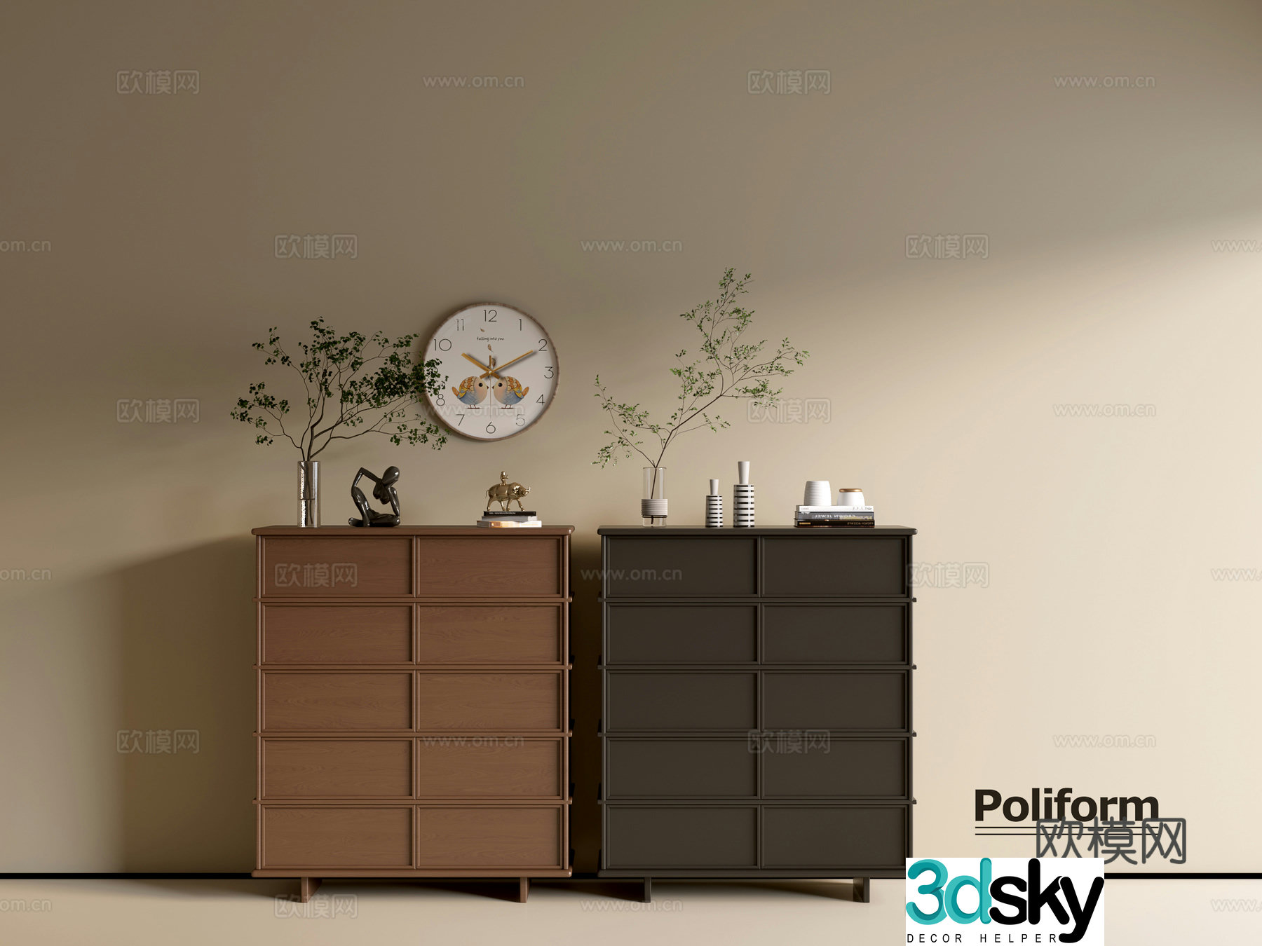 Modern wood grain cabinet ins wind minimalist wind cabinet whole cabinet sideboard balcony cabinet storage 3D model