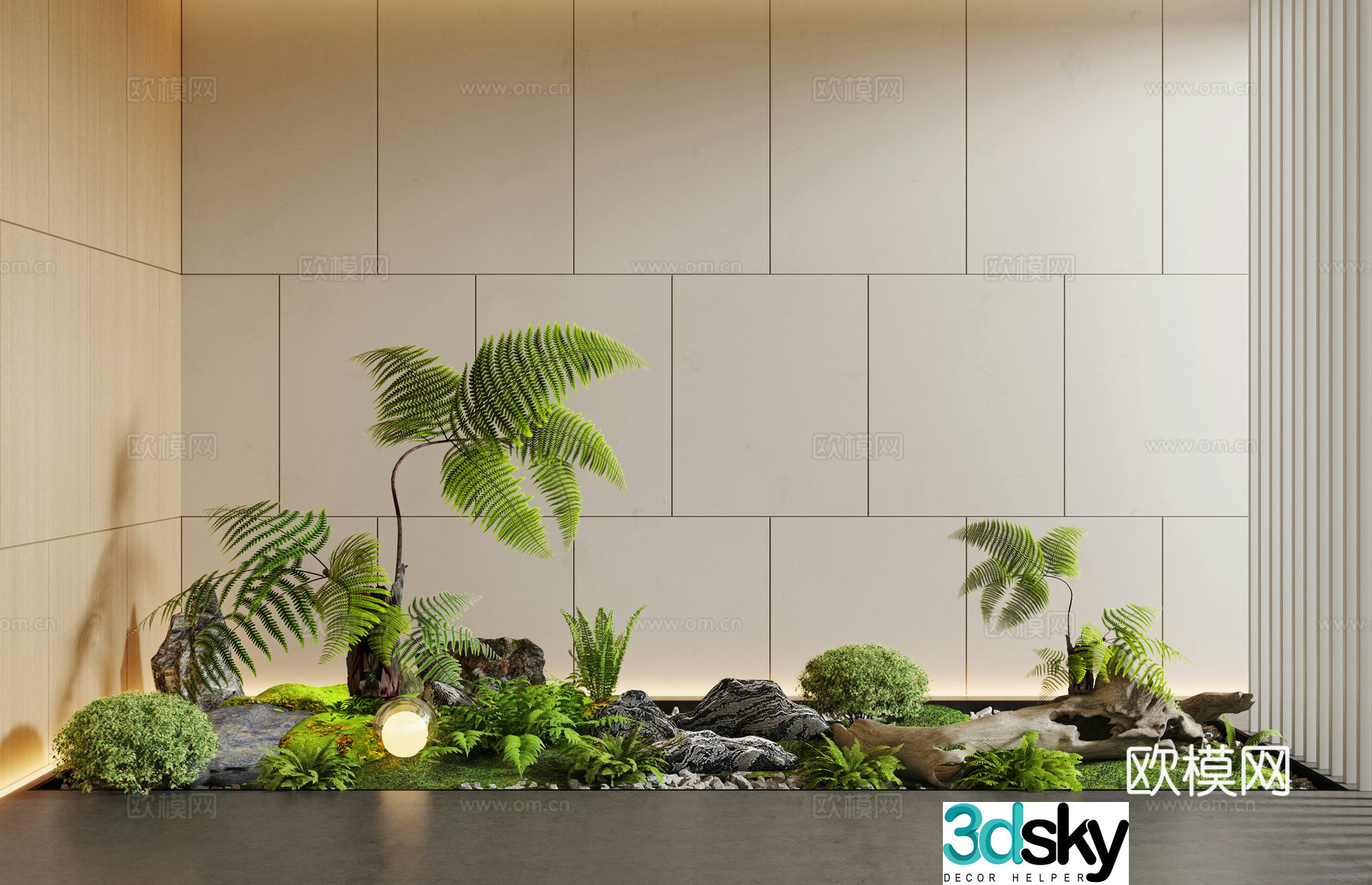 New Chinese-style interior landscape landscaping 3D model