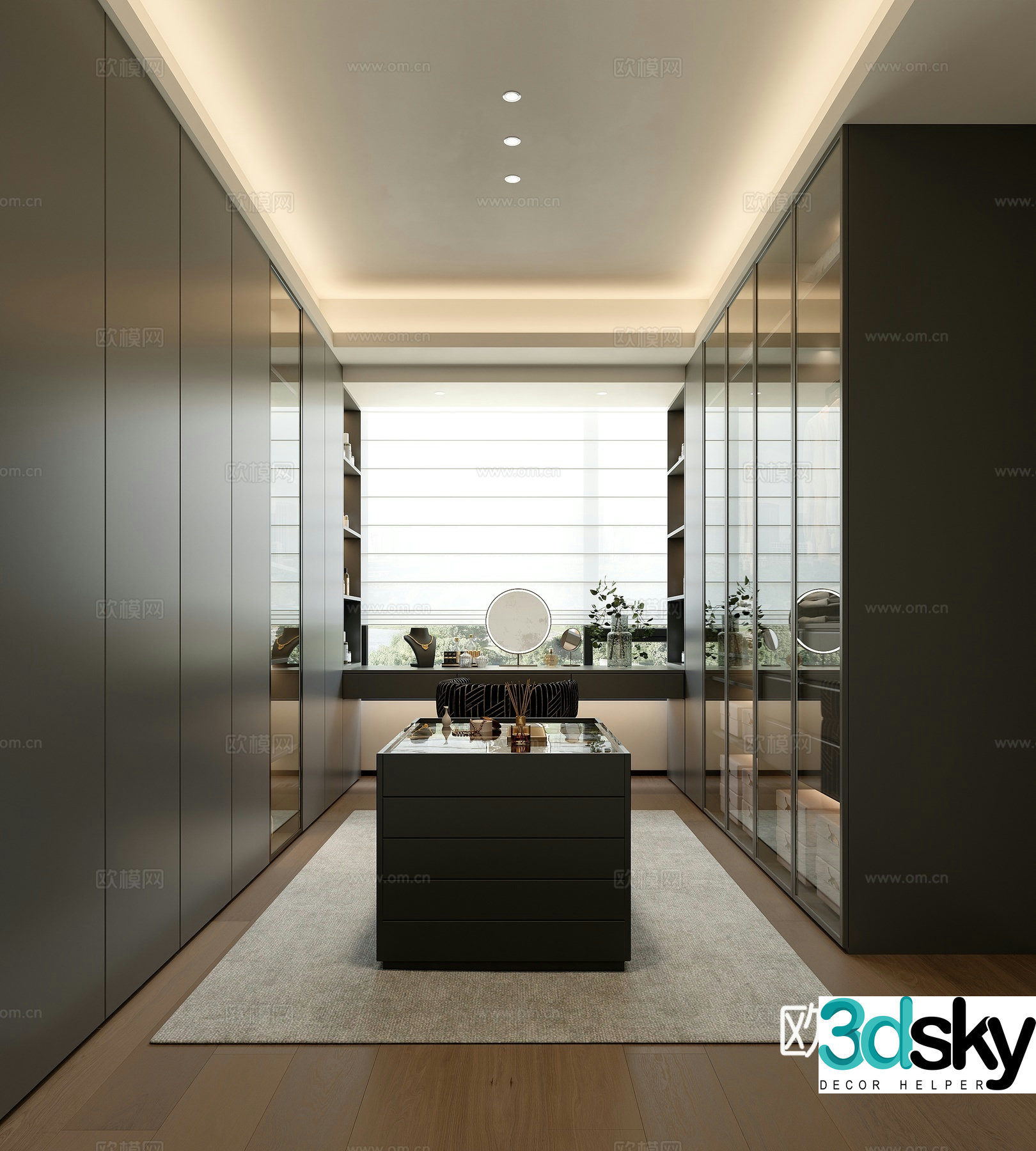 Italian light luxury cloakroom 3D model