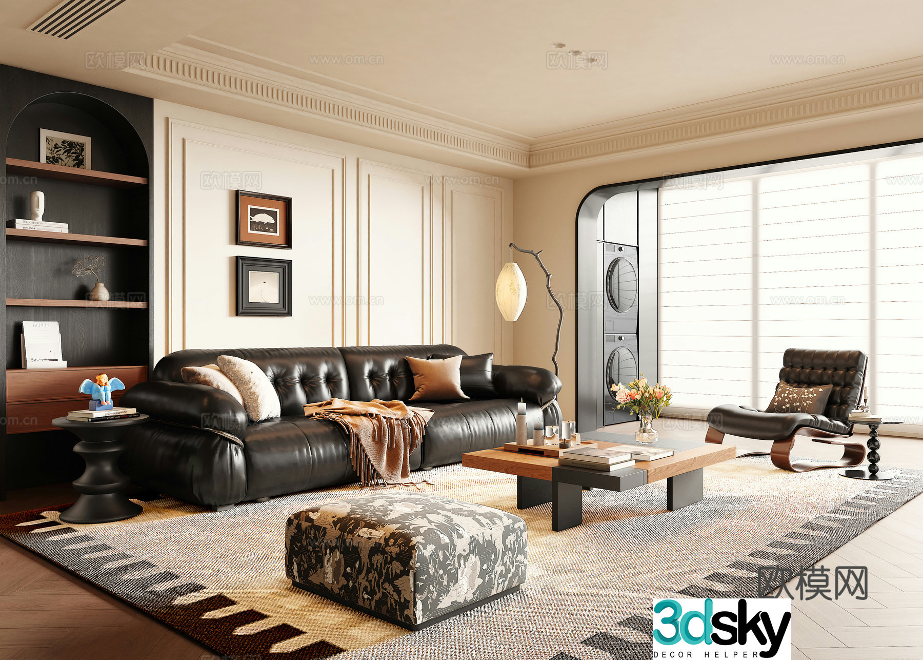 French medieval style living room 3d model