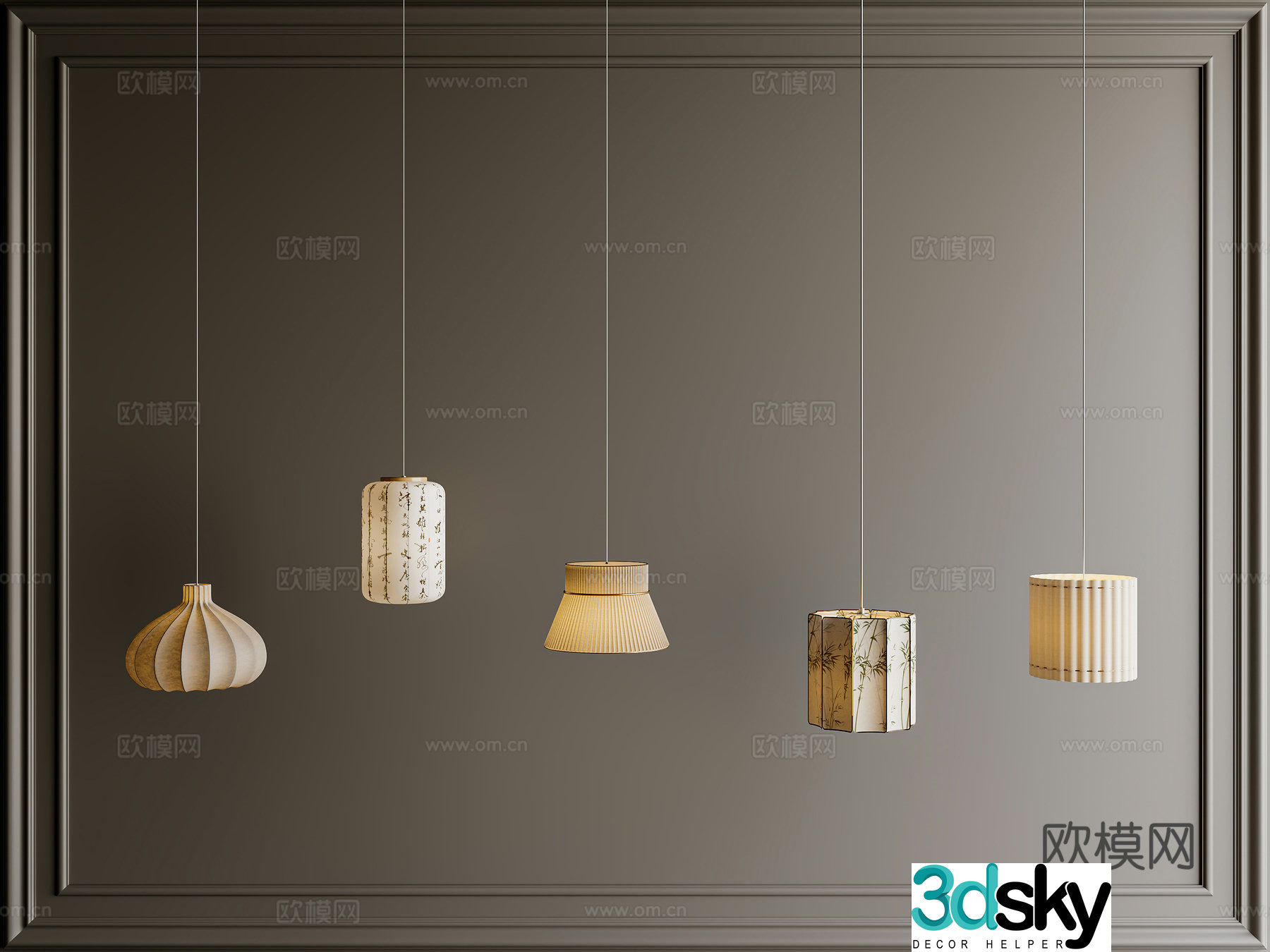 Retro medieval small chandeliers New Chinese style small chandeliers Middle ancient wasabi chandeliers Lantern decorative chandeliers 3D model