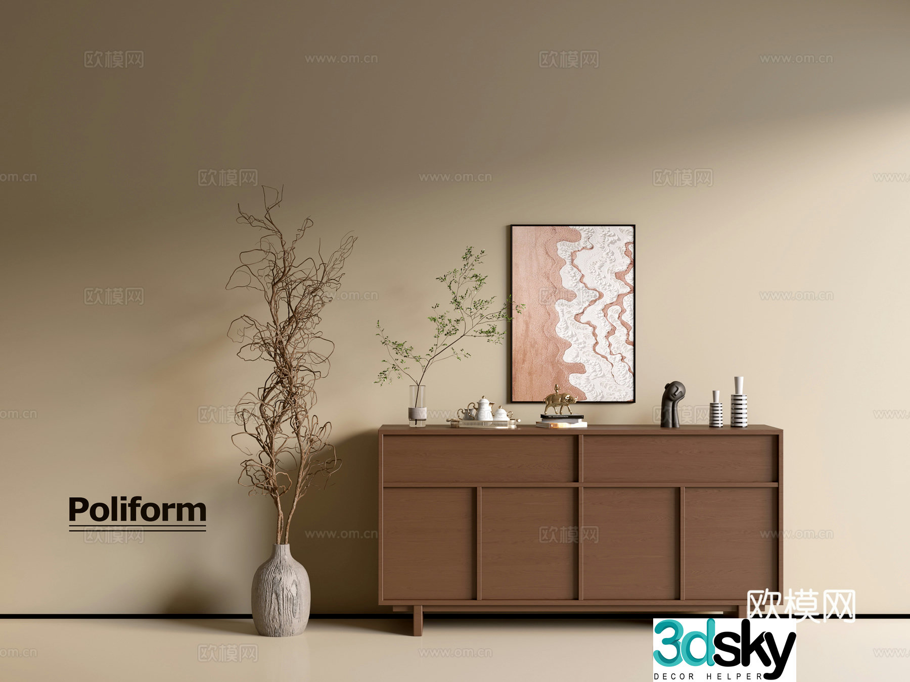 Wasabi Wood Grain Cabinet Ins Wind Minimalist Wind Cabinet Overall Cabinet Side Cabinet Balcony Cabinet Storage 3D Model