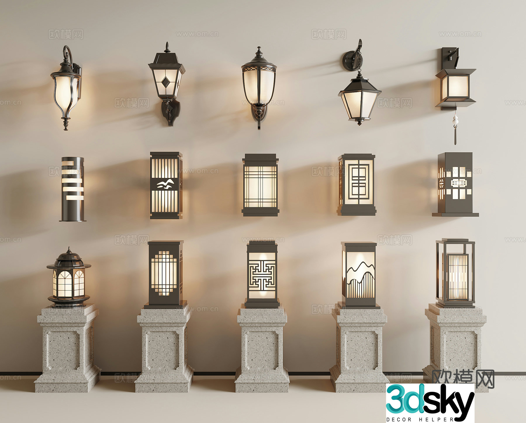 Modern outdoor lights Garden lights 3d model