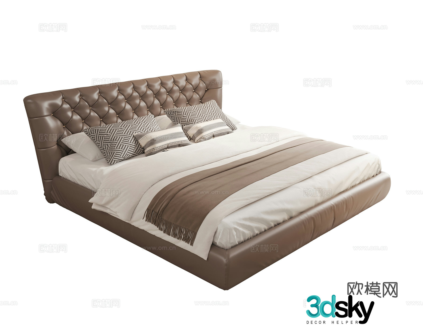 Modern Italian double bed Master bedroom bed Leather bed 3d model