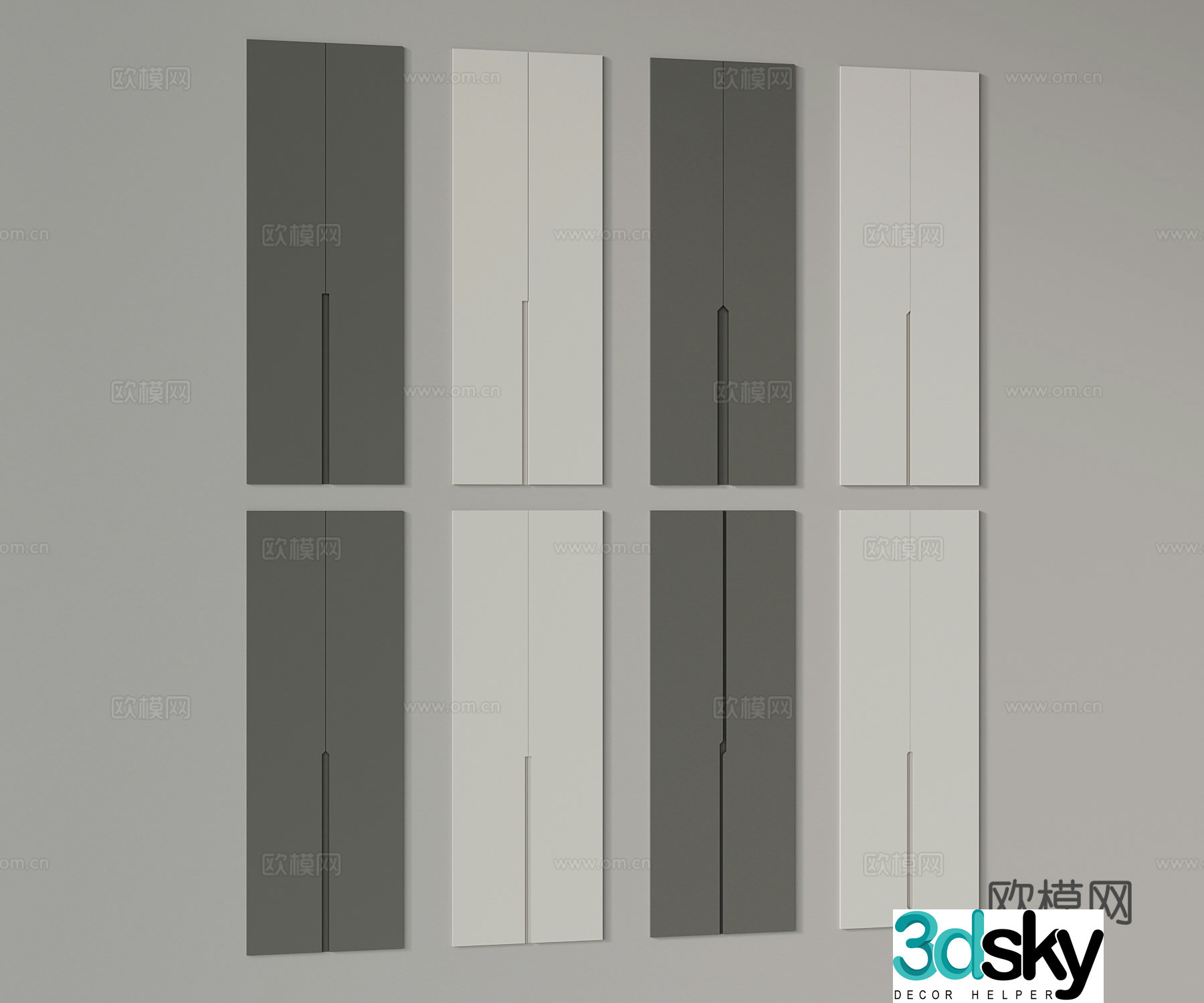 Modern Italian cabinet door long cabinet door 3D model