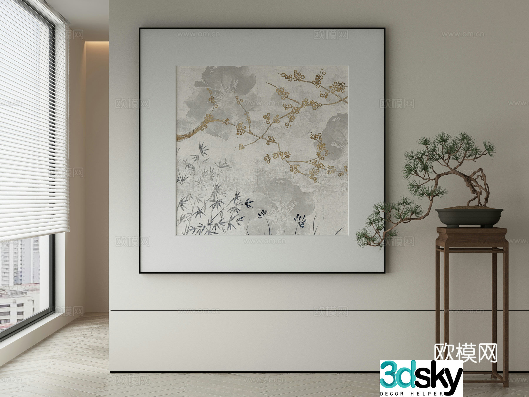 New Chinese style wasabi paintings oil paintings 3D model