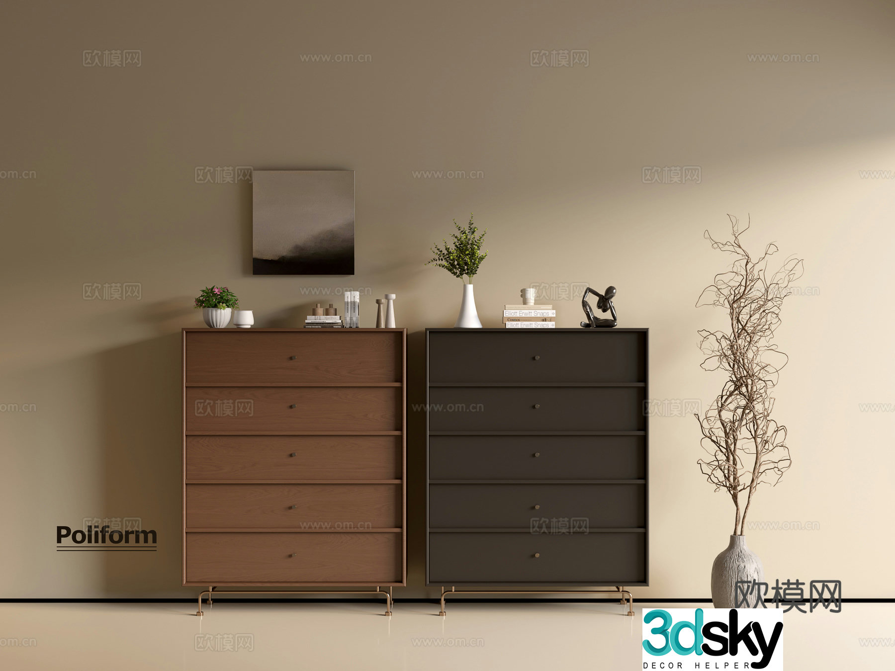 Modern wood grain cabinet ins wind minimalist wind cabinet whole cabinet sideboard balcony cabinet storage 3D model