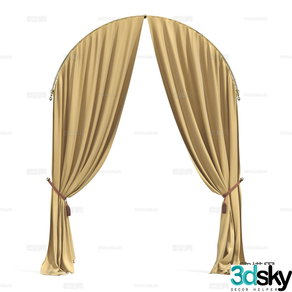 Modern light luxury semicircular fabric curtain 3D model