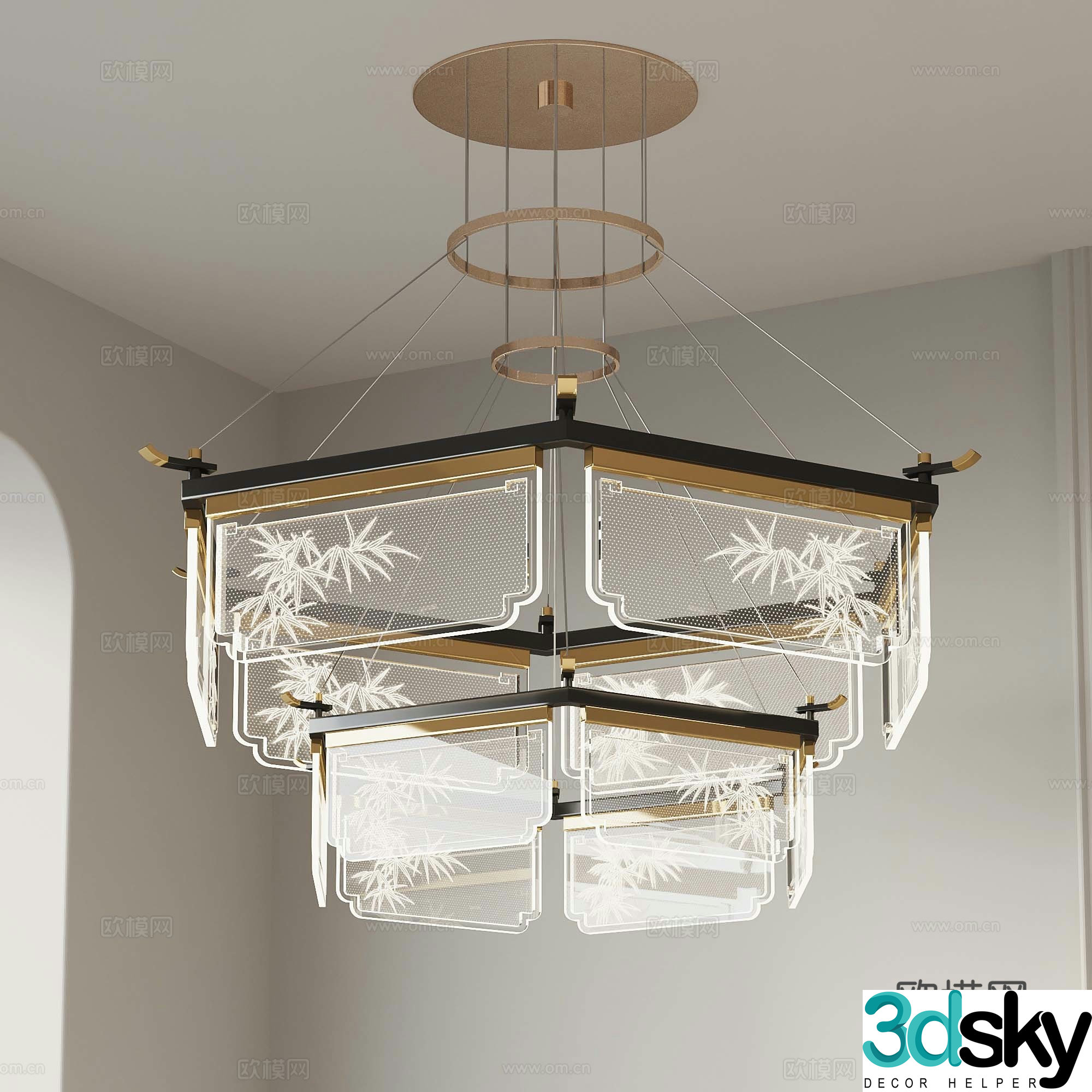 New Chinese Chandelier Restaurant Chandelier 3D Model
