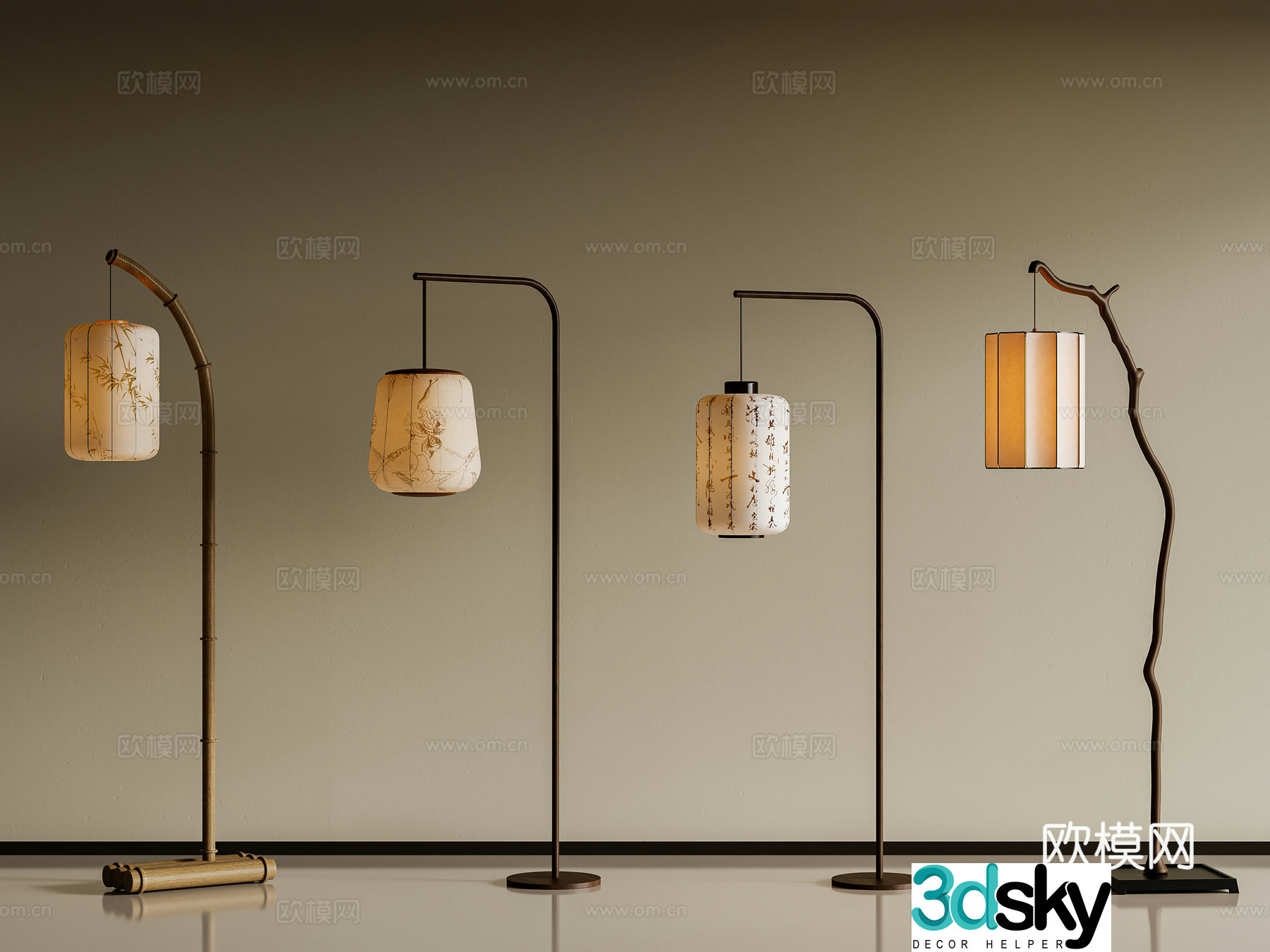 Fishing lamp New Chinese style Chinese style floor lamp Jiji ancient floor lamp Bamboo art wooden floor lamp Middle 3D model