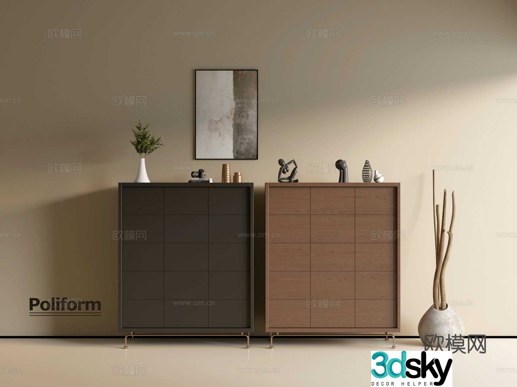 Modern wood grain cabinet ins wind minimalist wind cabinet whole cabinet sideboard balcony cabinet storage 3D model