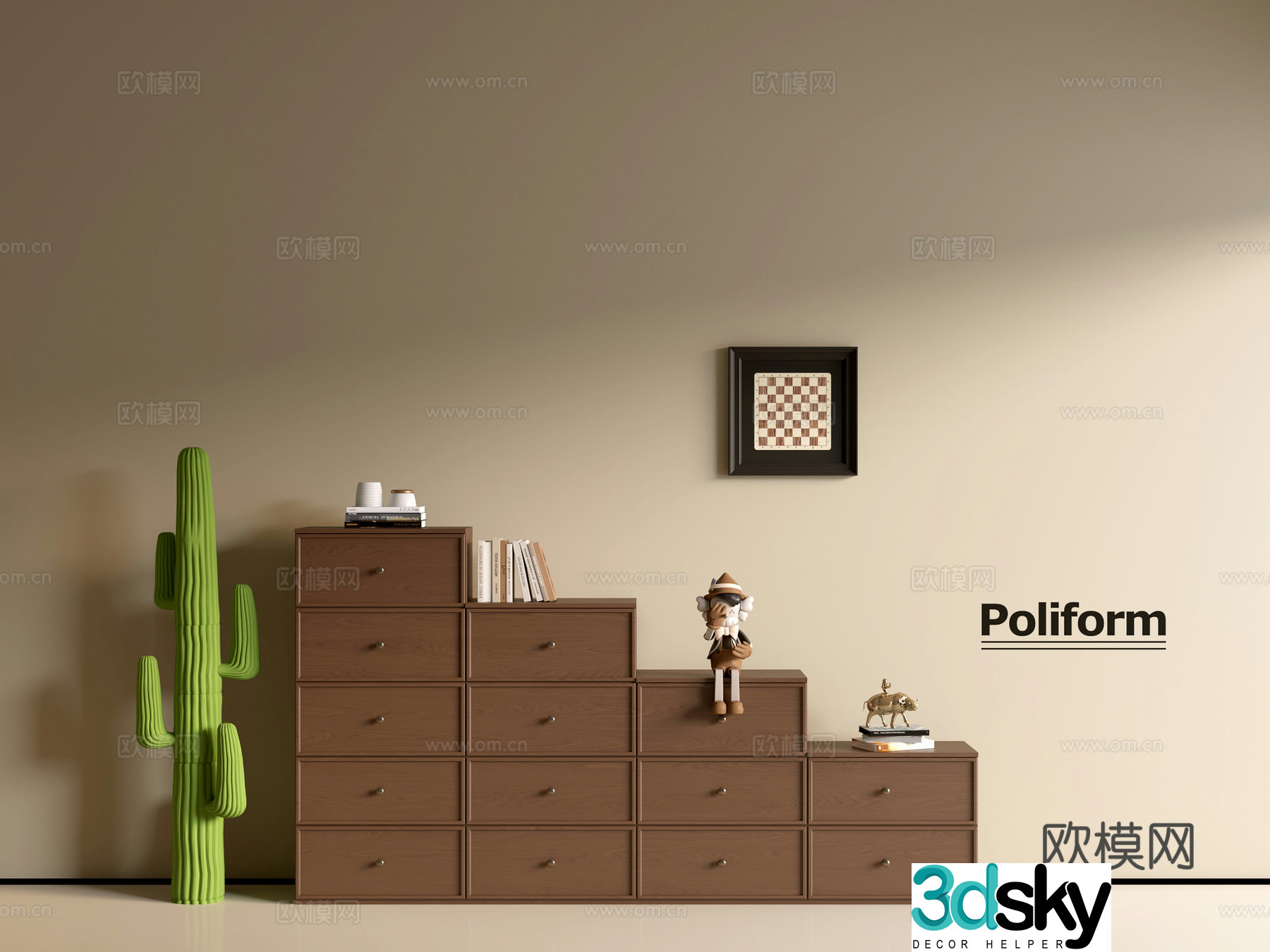 Modern wood grain cabinet ins wind minimalist wind cabinet whole cabinet sideboard balcony cabinet storage 3D model