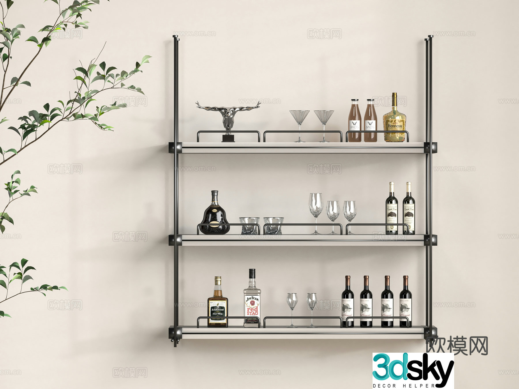 Modern wine rack 3d model