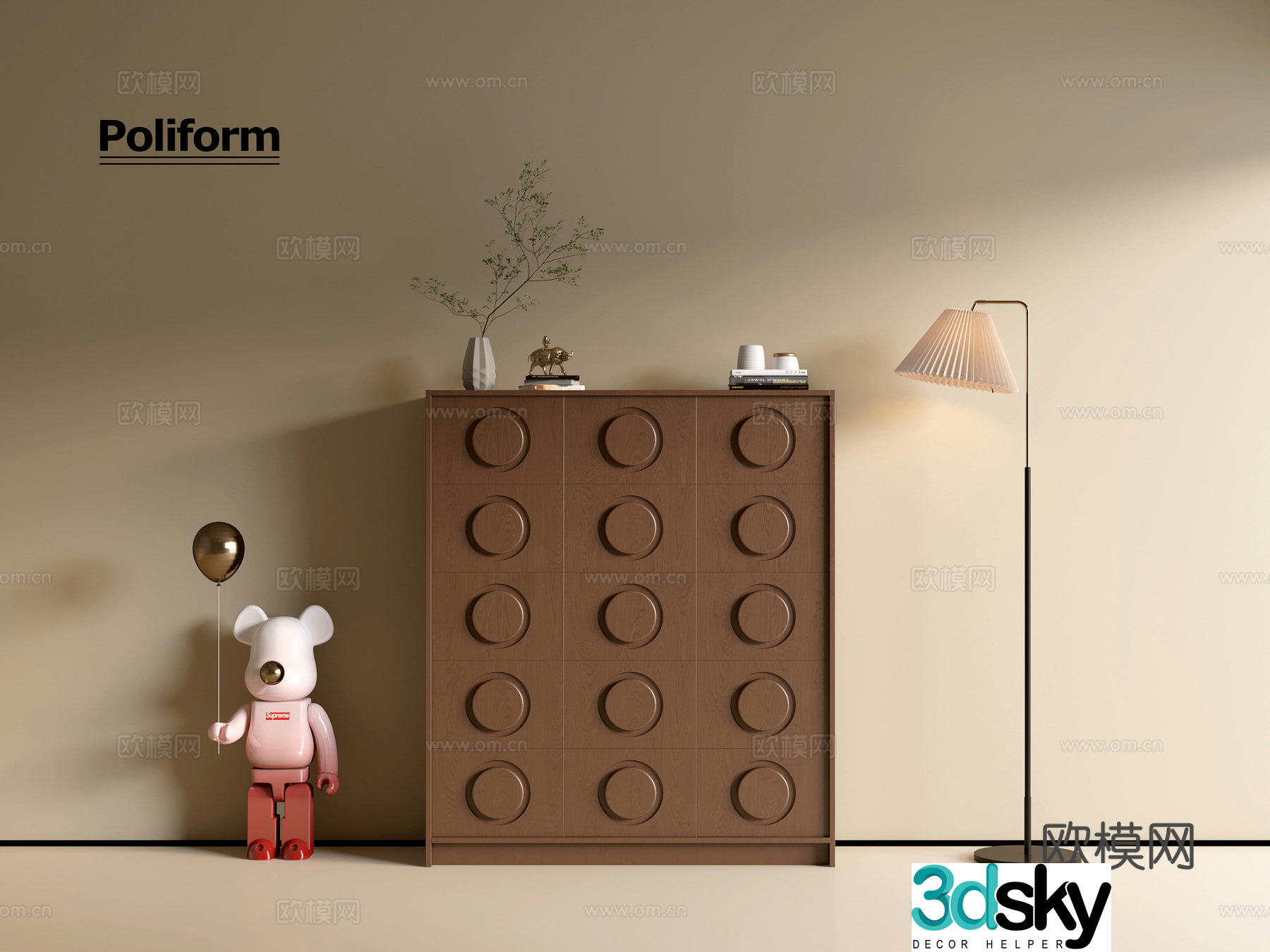 Modern wood grain cabinet ins wind minimalist wind cabinet whole cabinet sideboard balcony cabinet storage 3D model