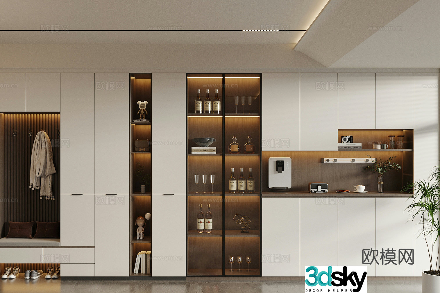 Modern light luxury sideboard light luxury Italian sideboard sideboard ornaments shoe cabinet sideboard wine cabinet 3D model