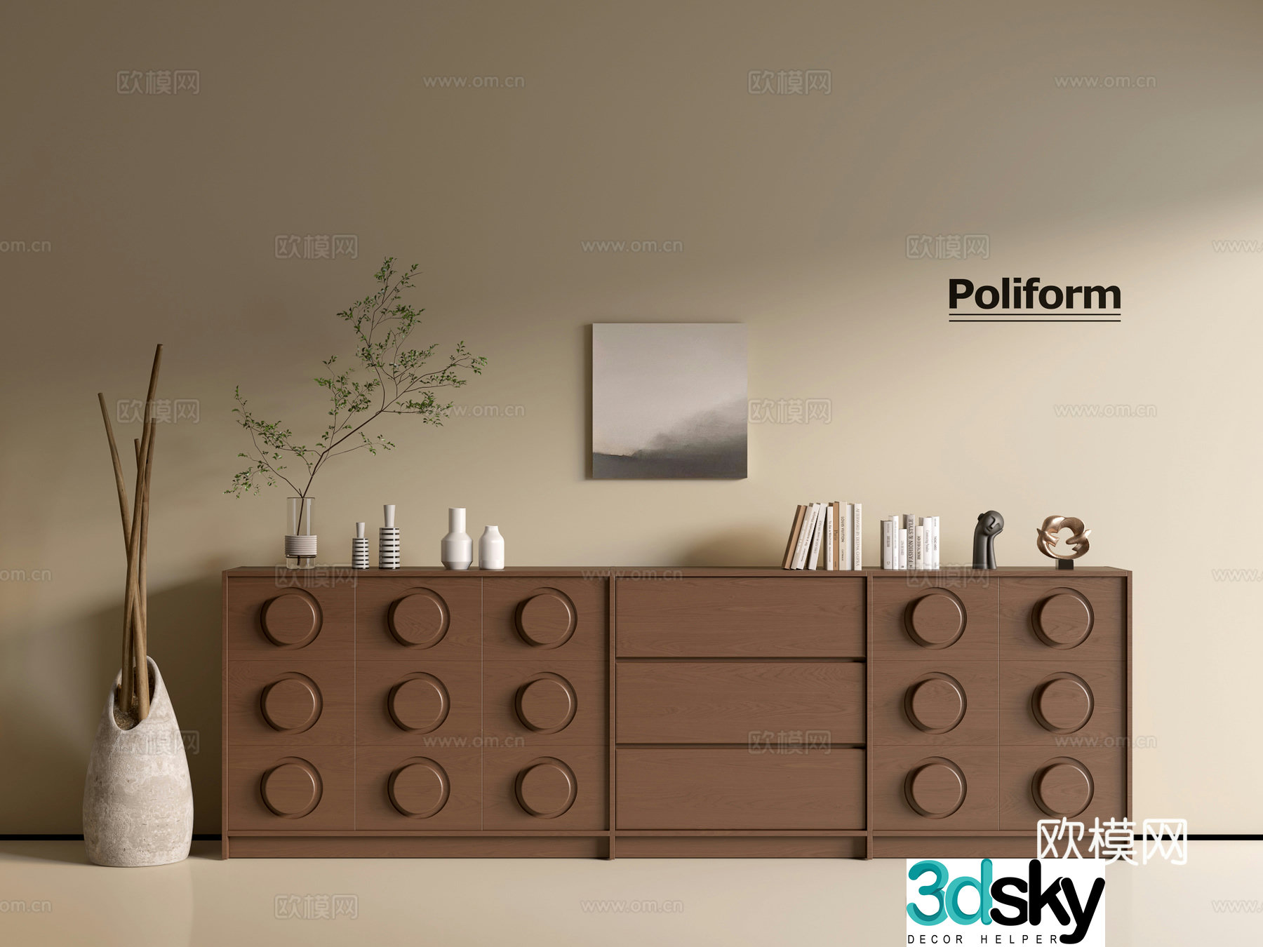 Wasabi Wood Grain Cabinet Ins Wind Minimalist Wind Cabinet Overall Cabinet Side Cabinet Balcony Cabinet Storage 3D Model