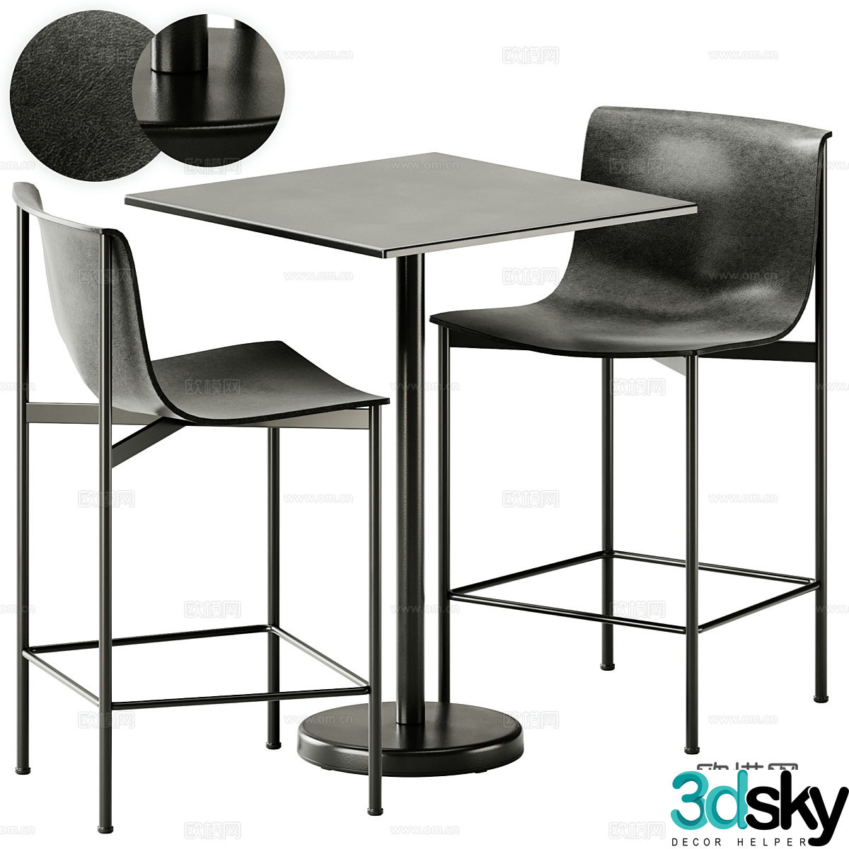 Modern Italian minimalist casual table and chair 3D model