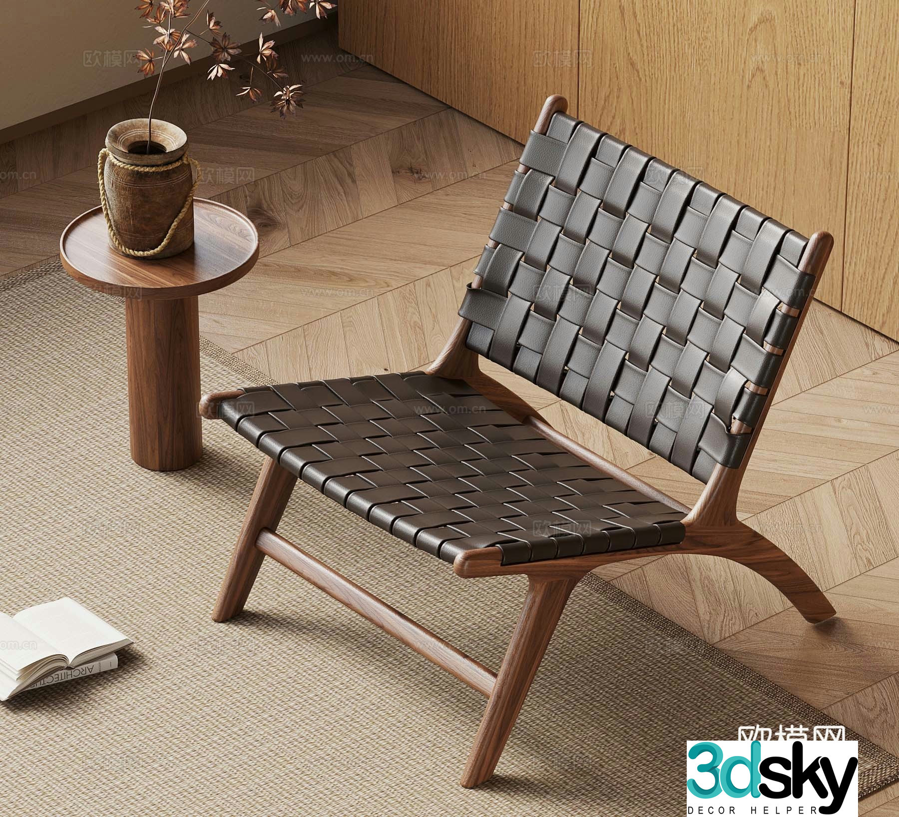 Middle Ages Salis Leisure Chair Leather Chair 3D Model
