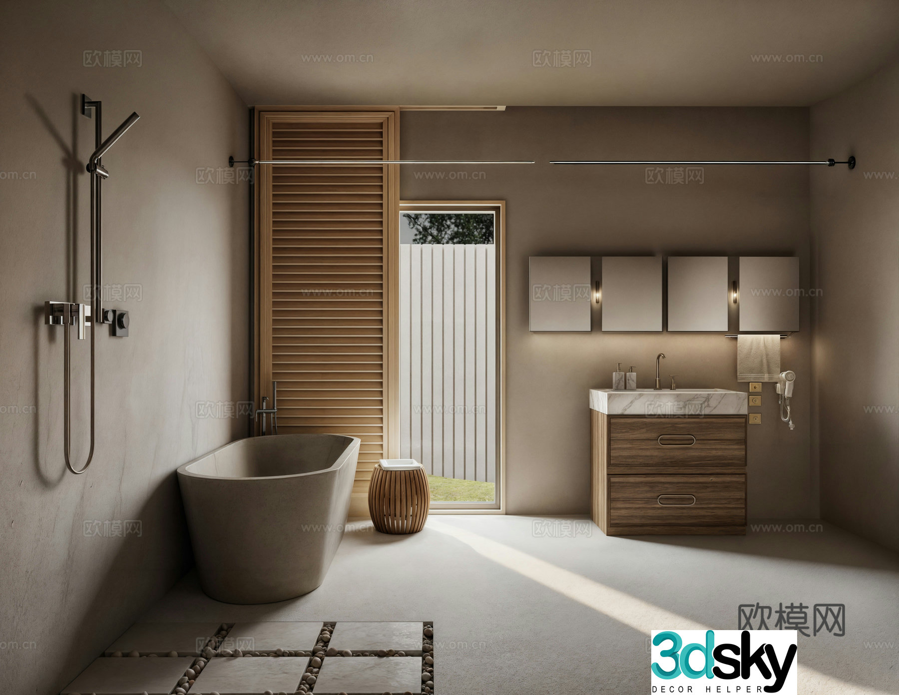 Modern bathroom sink shower bathroom cabinet combination 3d model