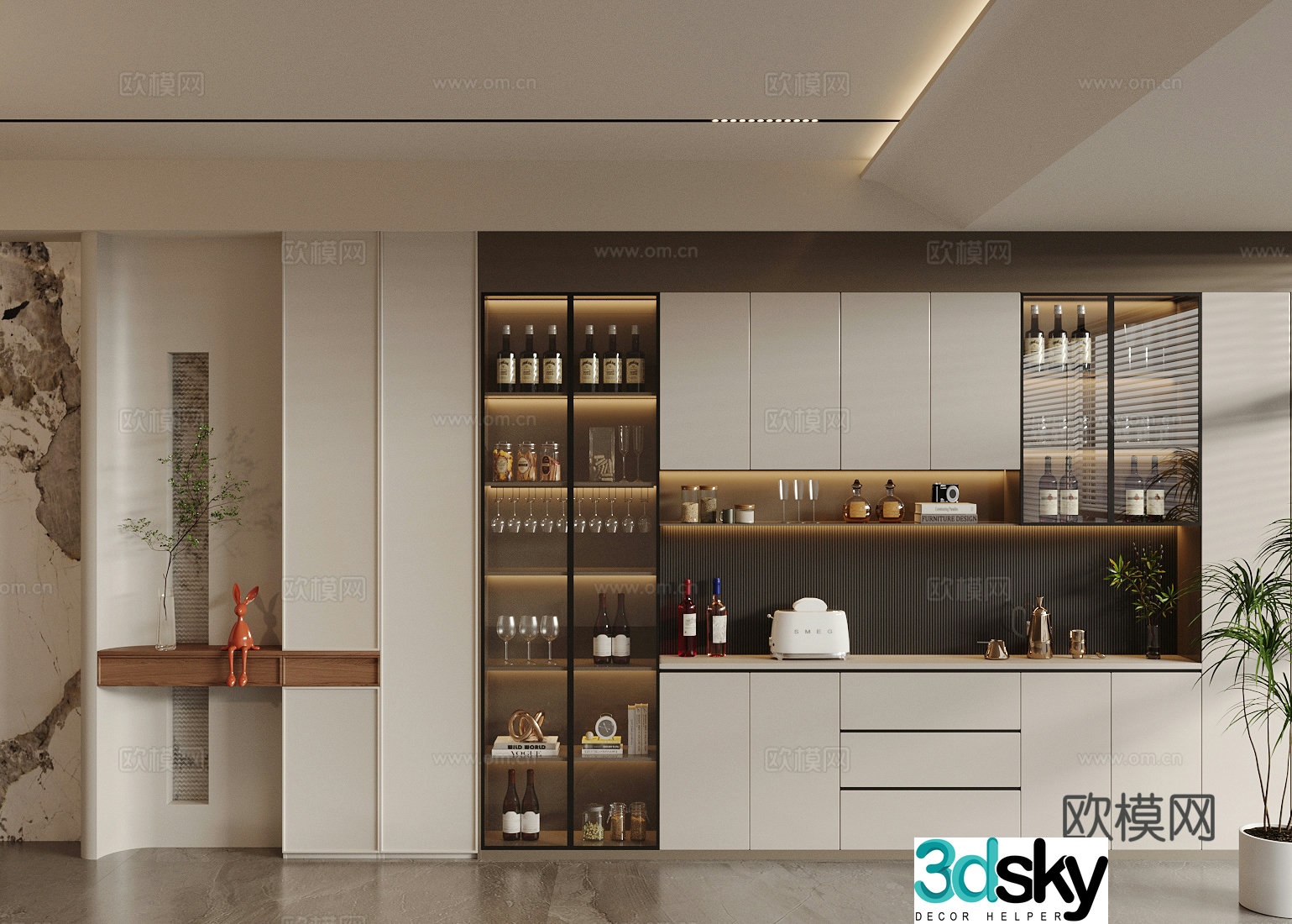 Modern light luxury sideboard light luxury Italian sideboard sideboard ornaments shoe cabinet sideboard wine cabinet 3D model