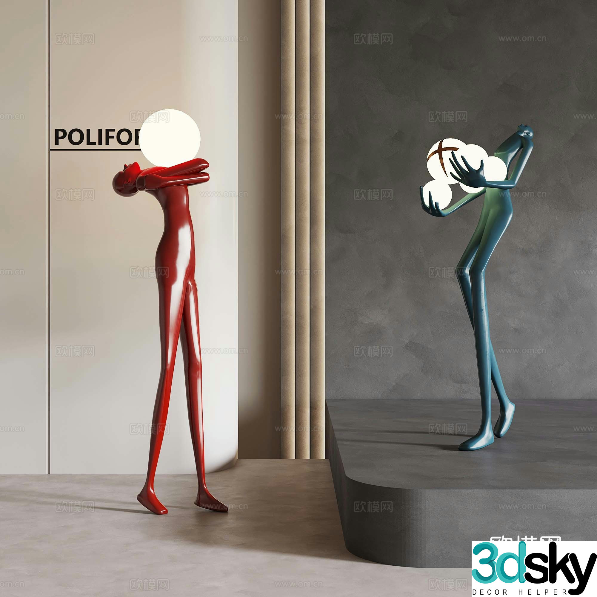 Modern sculpture ornaments Modern floor sculpture humanoid 3d model