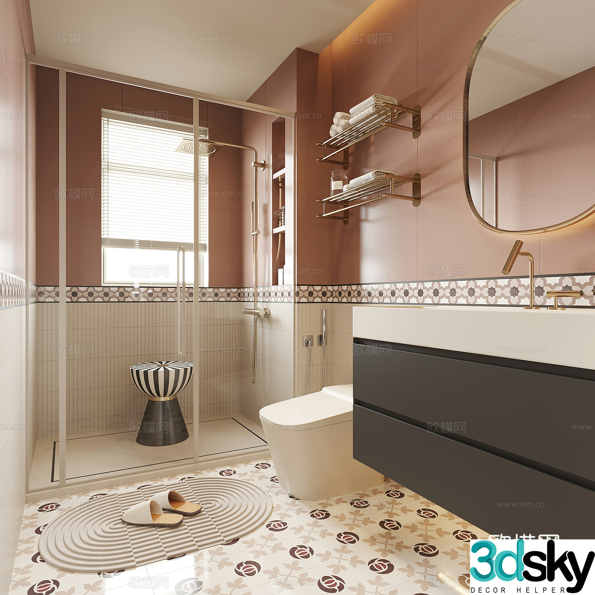 Modern French bathroom 3d model