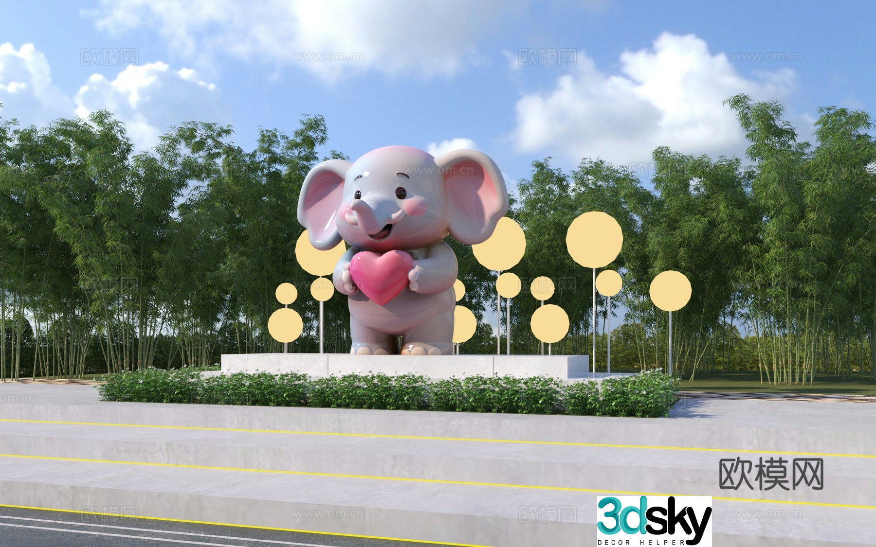 Modern elephant sculpture sketch 3d model