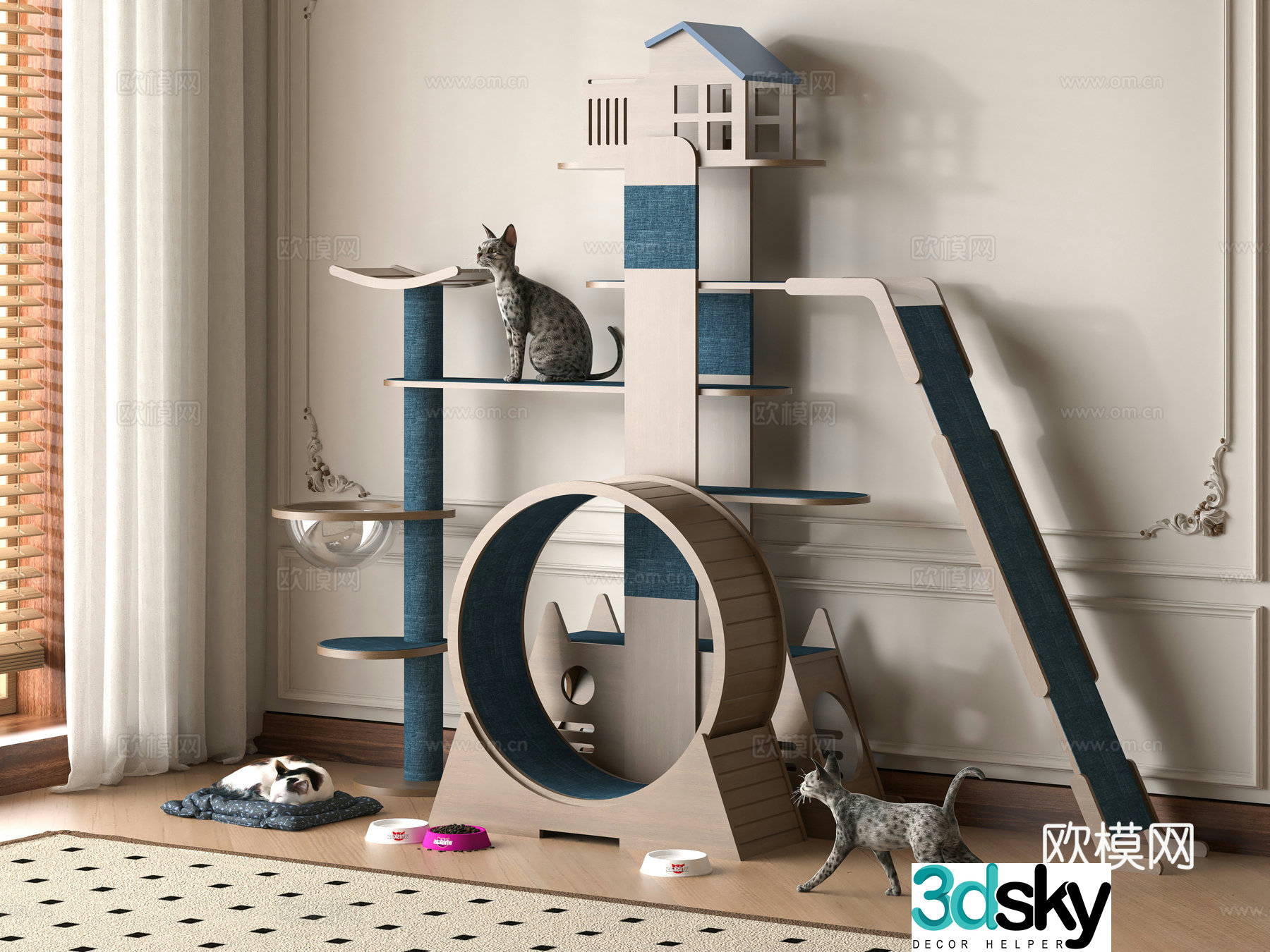 Modern cat crawling frame 3d model